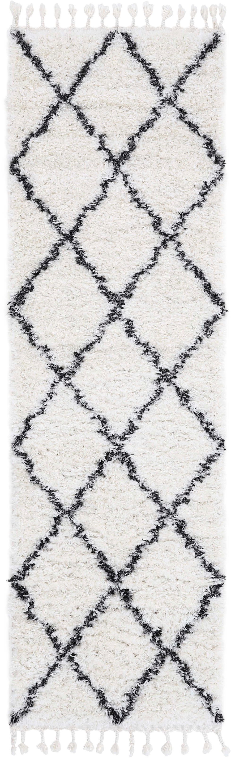 carpetfine Hochflor-Läufer »Eddy«, rechteckig, 30 mm Höhe, mit Fransen, Woh günstig online kaufen