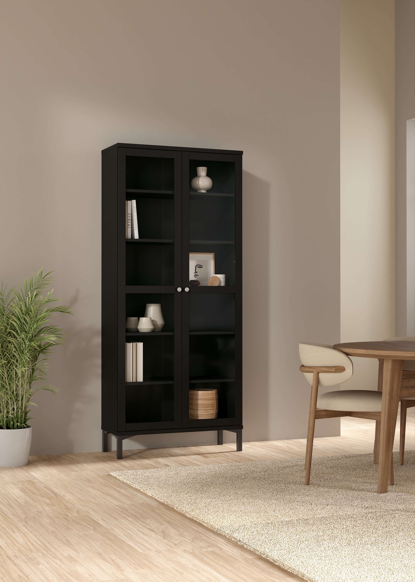 INOSIGN Vitrine »Roma Vitrinenschrank, Standvitrine, Glasvitrine, Schrank, Stauraum«, 2 Glastüren, Höhe 200 cm, 6 Fächer, Breite 89 cm