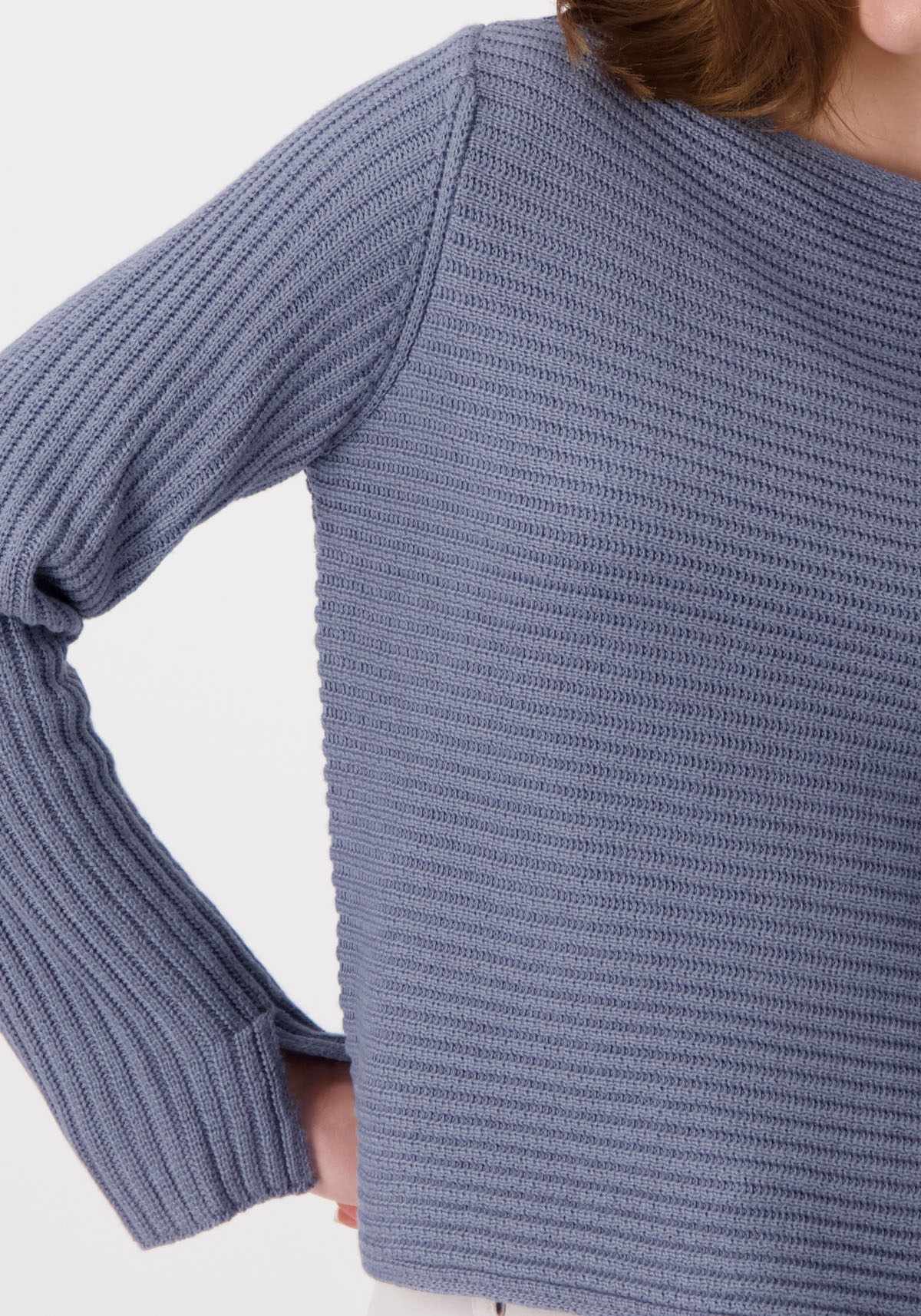Monari Strickpullover »Pullover monari Rippe«, mit U-Boot-Ausschnitt