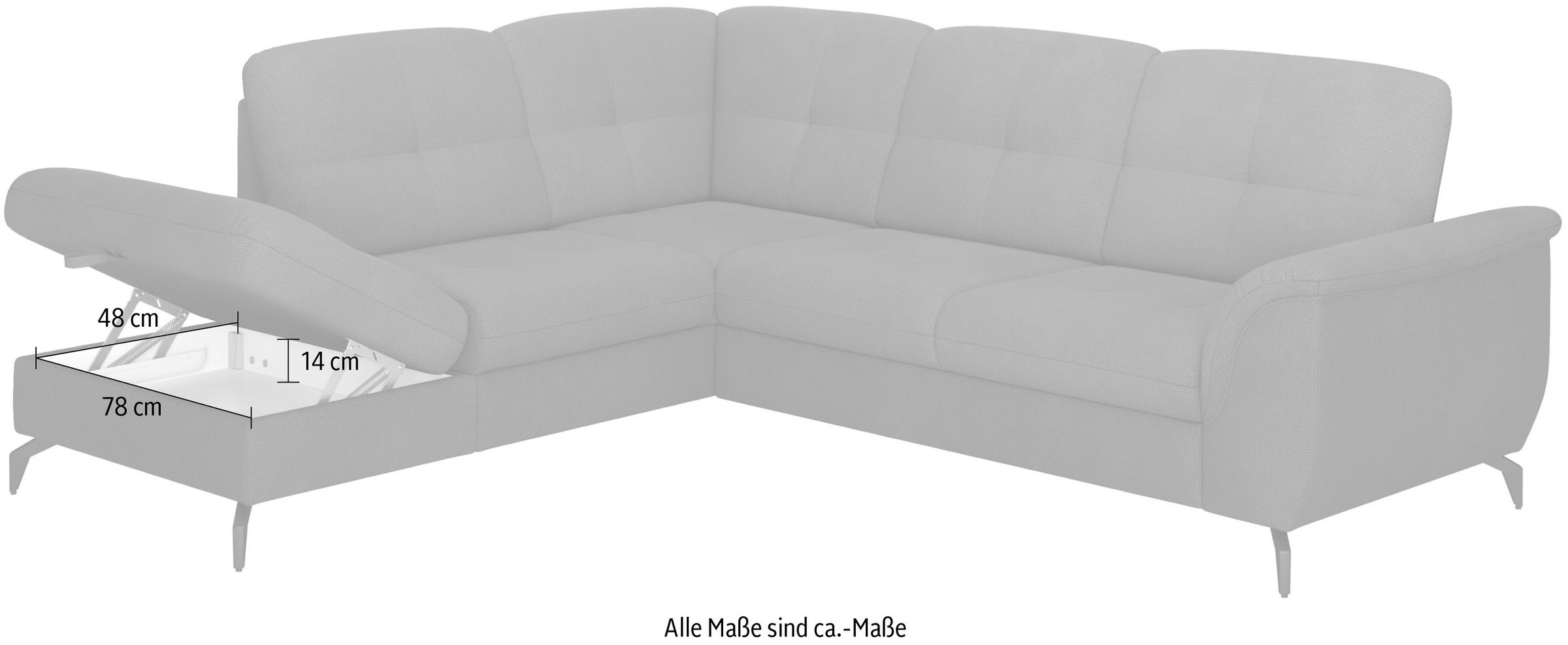 sit&more Ecksofa »Zora L-Form«, wahlweise mit Bettfunktion und Bettkasten