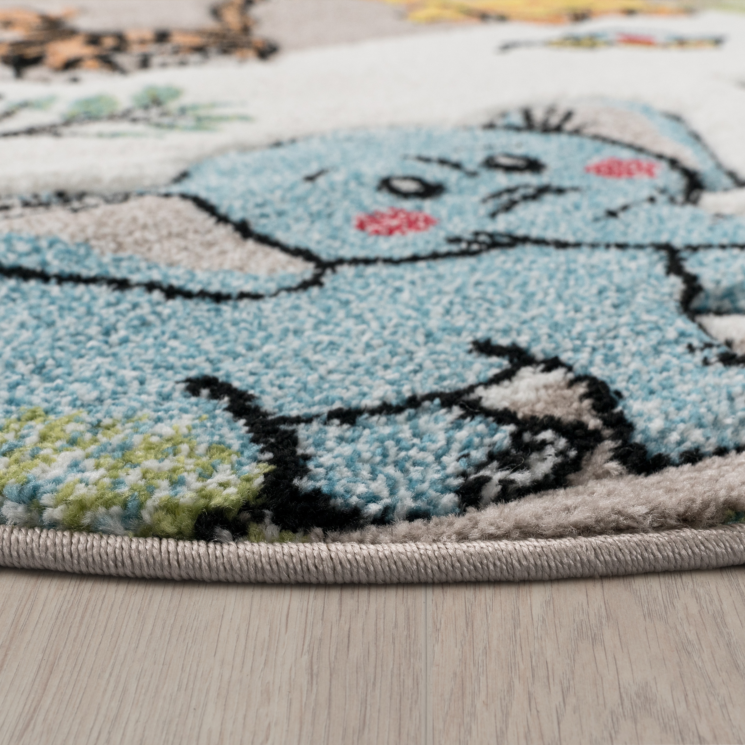 Paco Home Kinderteppich »Diamond 644«, rund, 18 mm Höhe, Kurzflor, 3D-Design, Motiv Dschungel Tiere, Kinderzimmer