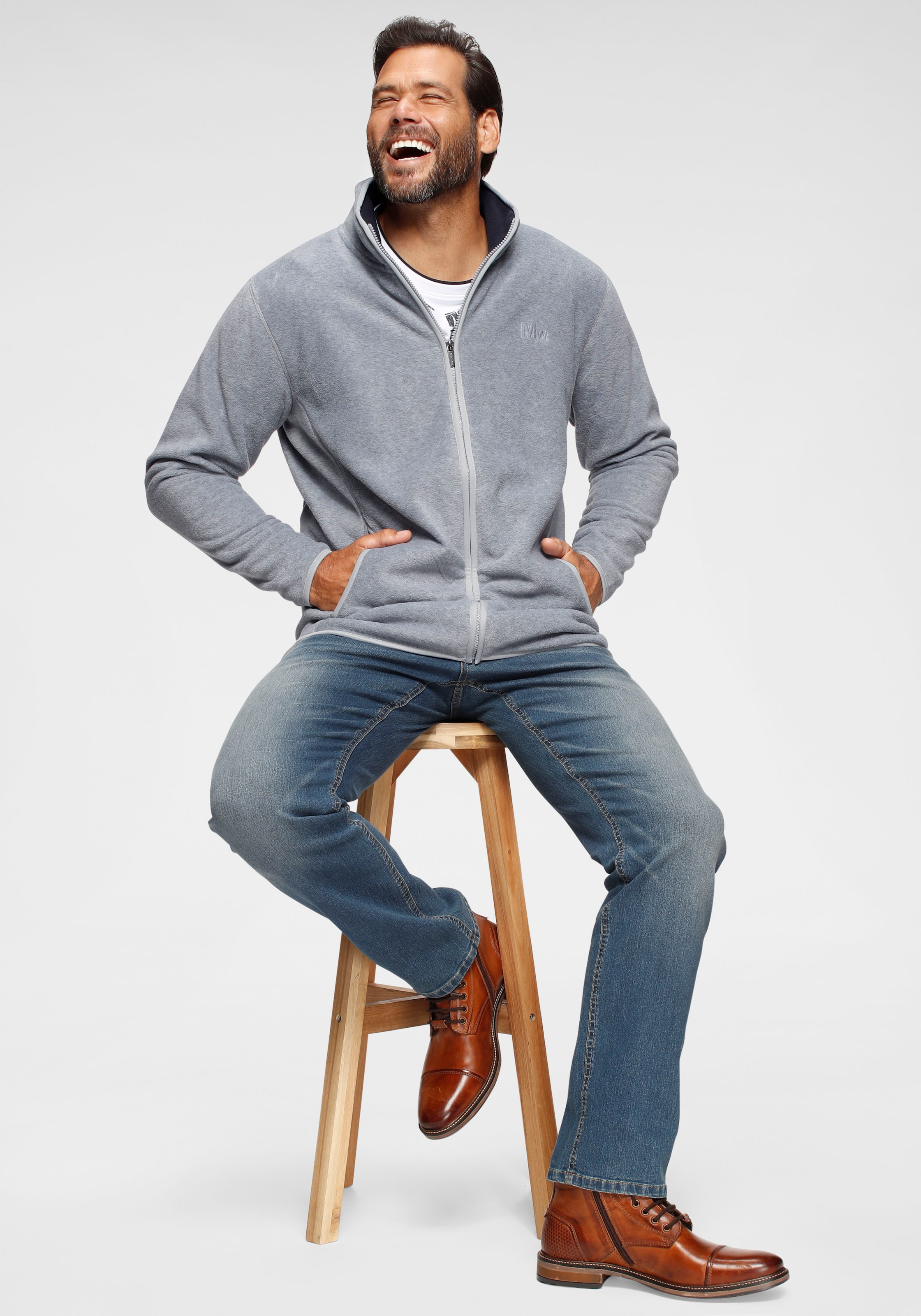 Man's World Fleecejacke, für die Übergangszeit, aus Fleece, casual Look, schnelltrocknend