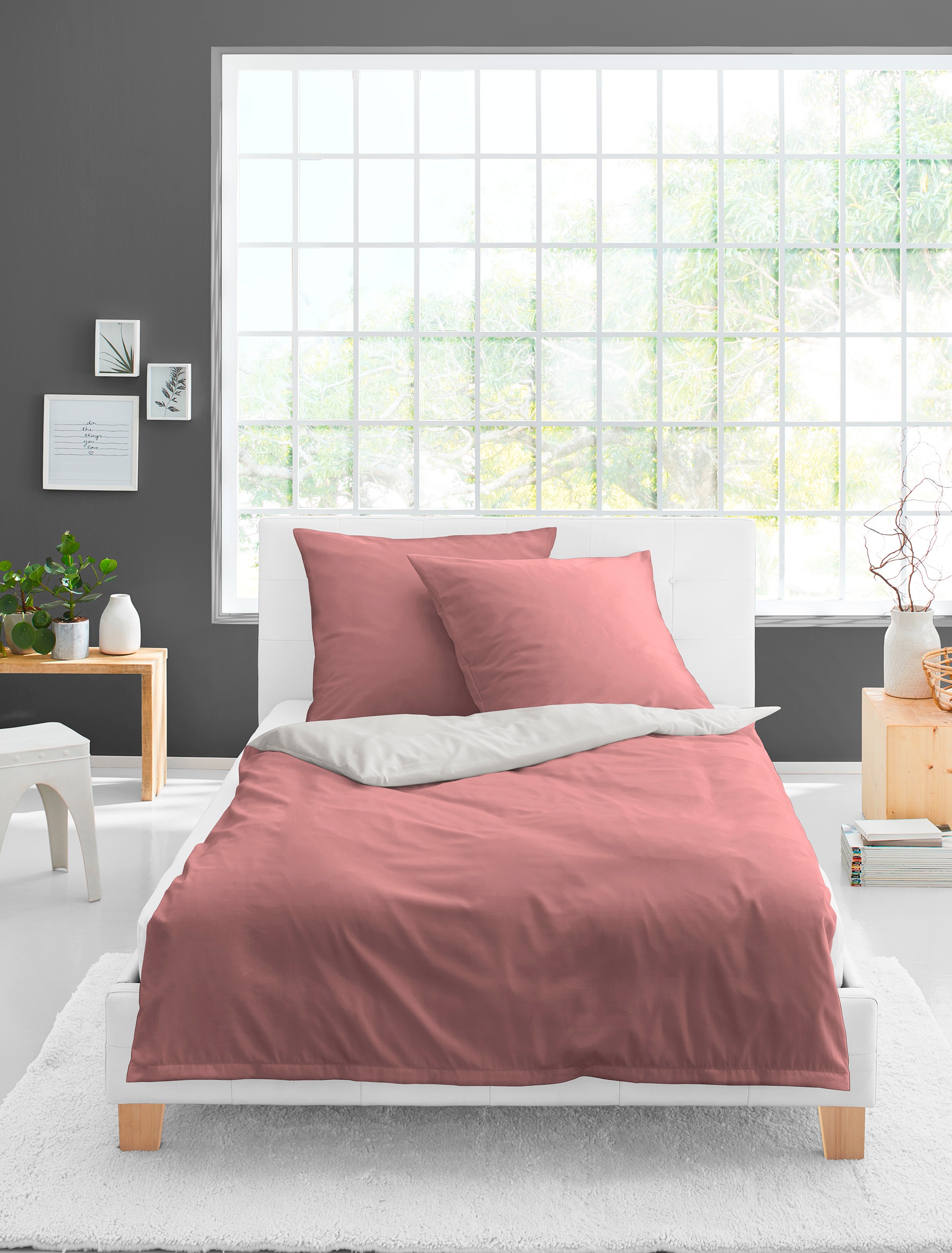 BIERBAUM Wendebettwäsche »Modern Uni in Gr. 135x200 oder 155x220 cm«, Moder günstig online kaufen
