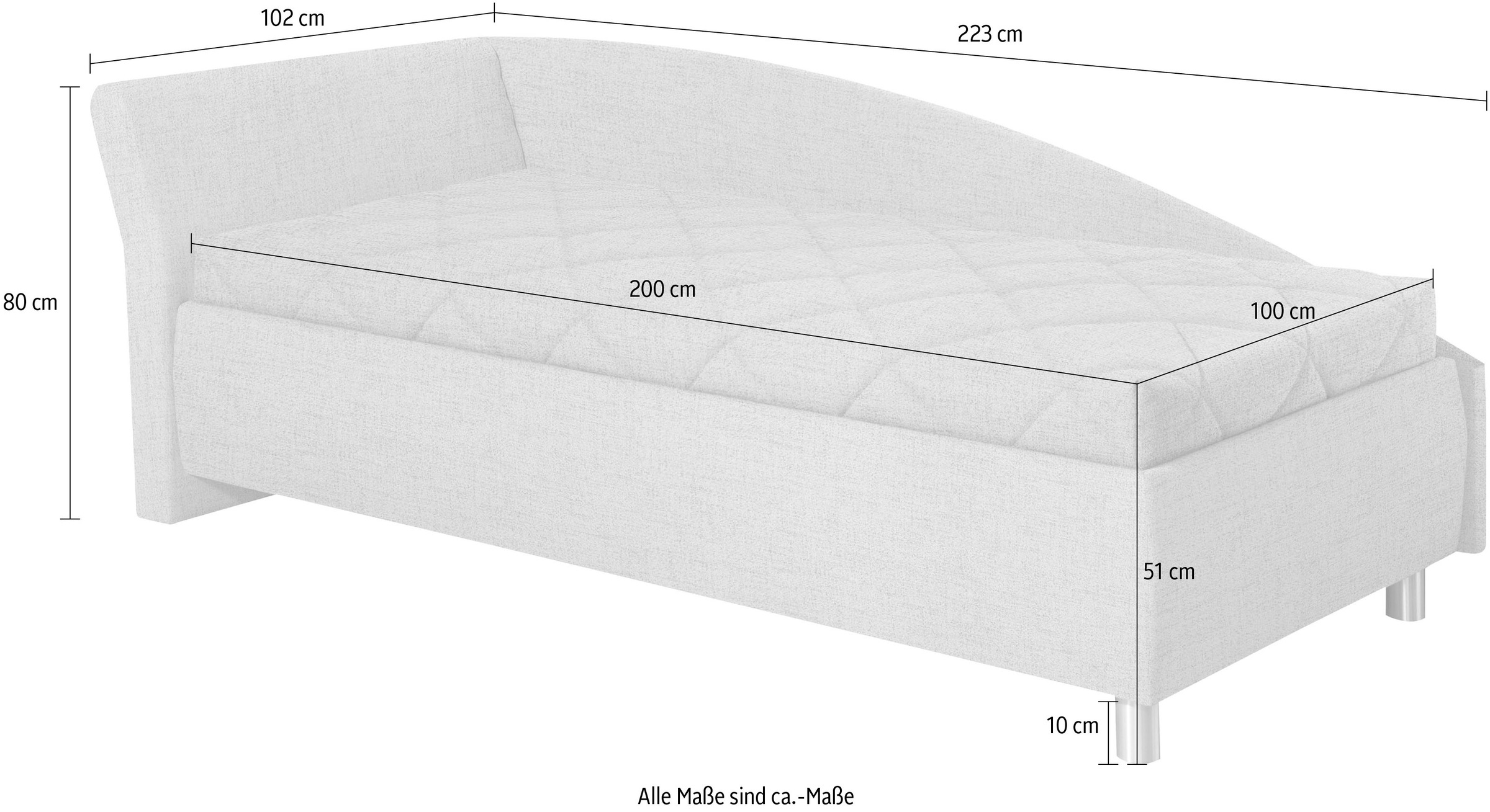 alina Schlafsofa »Lindsay«, Bettkasten, Zierkissen-Set aus: 2 Stk. 40x40cm, 1 Stk. 30x30cm