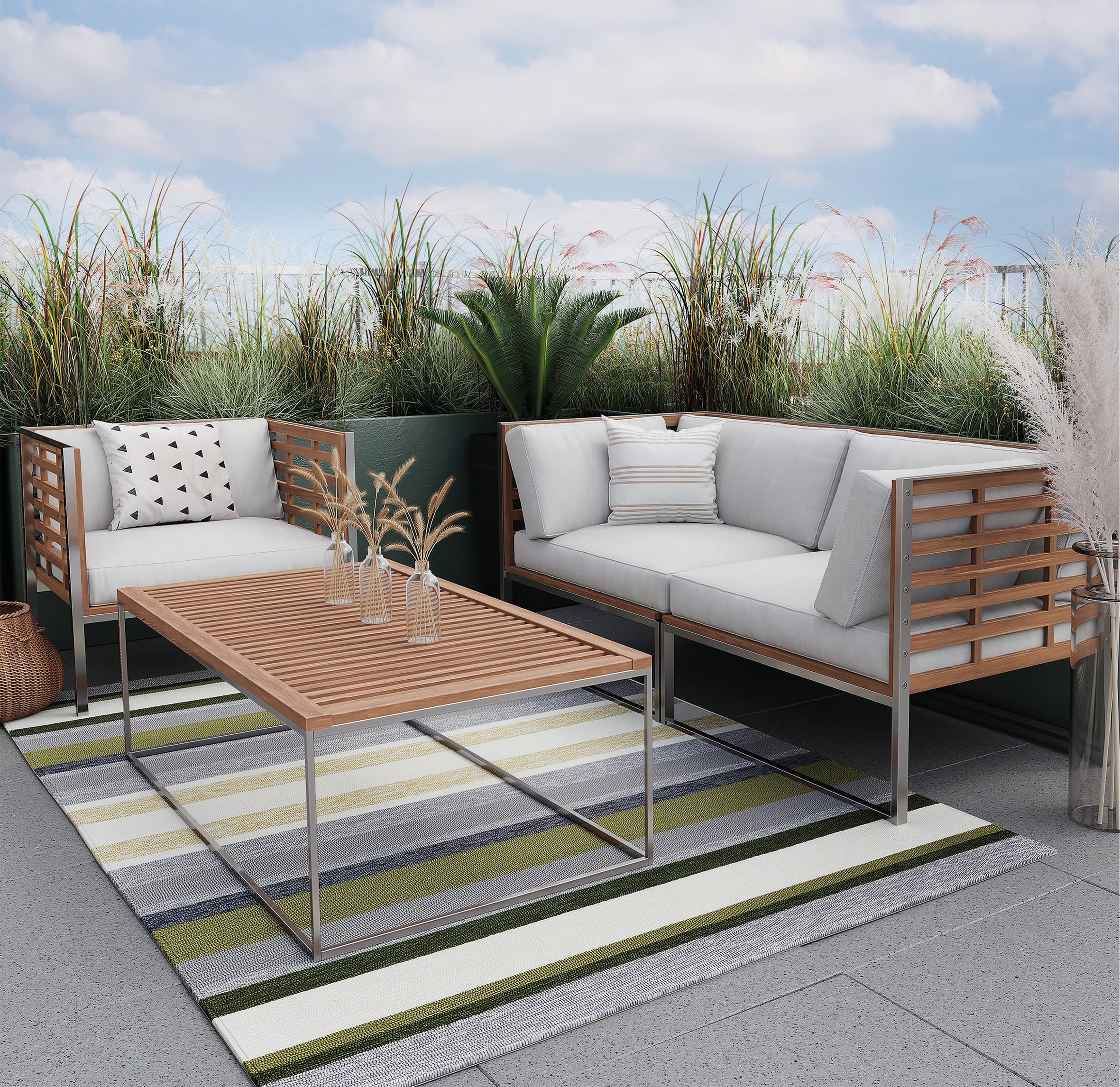 Gino Falcone Teppich »Rosetta-Stripes«, rechteckig, 20 mm Höhe, In- und Outdoor geeignet, Wohnzimmer