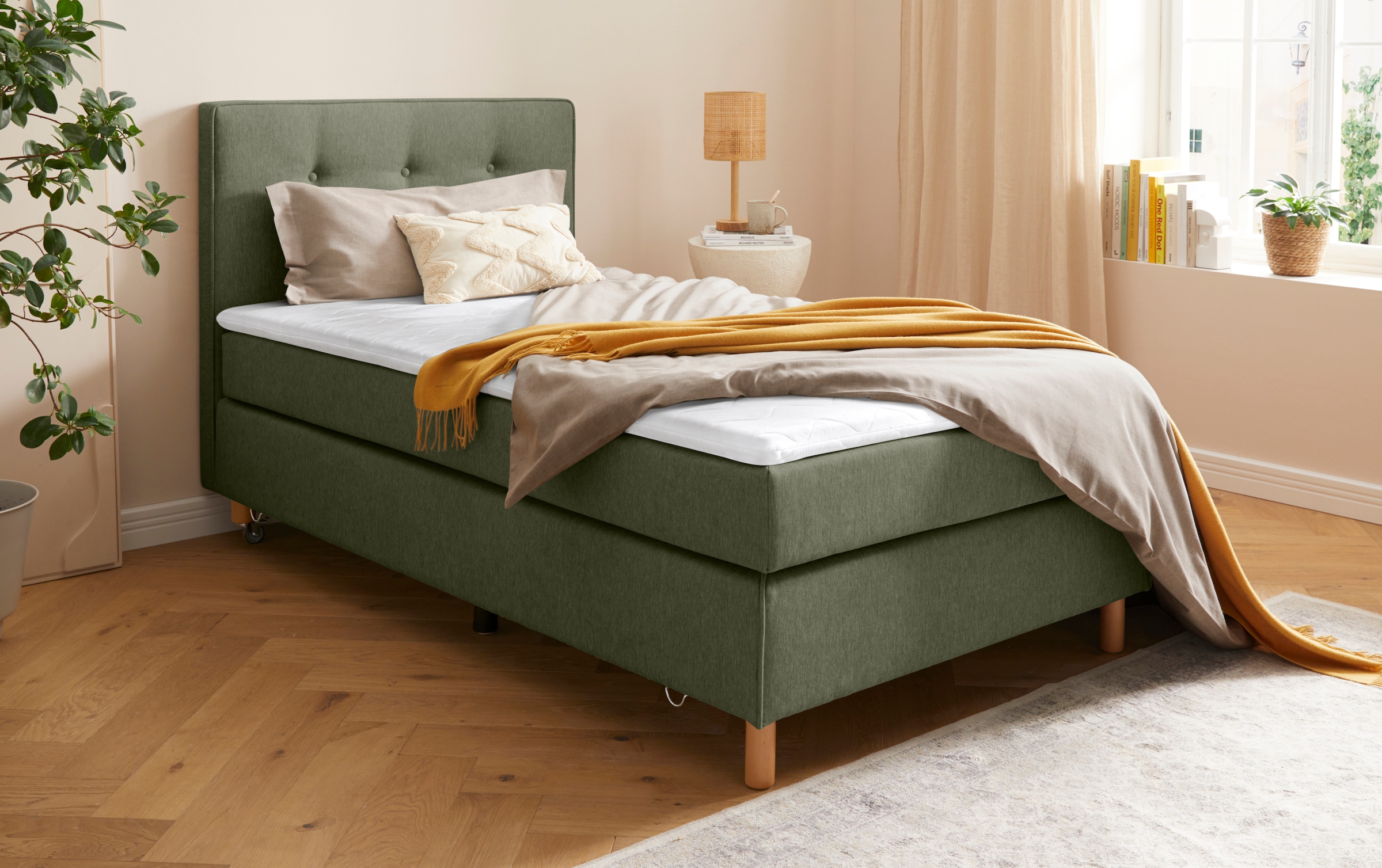 Home affaire Boxspringbett »Heimatblick 100x200cm beliebig erweiterbar zu Doppel- und Familienbett«, Einzelbett, Hotelbett erhältlich in H2,H3 & H4