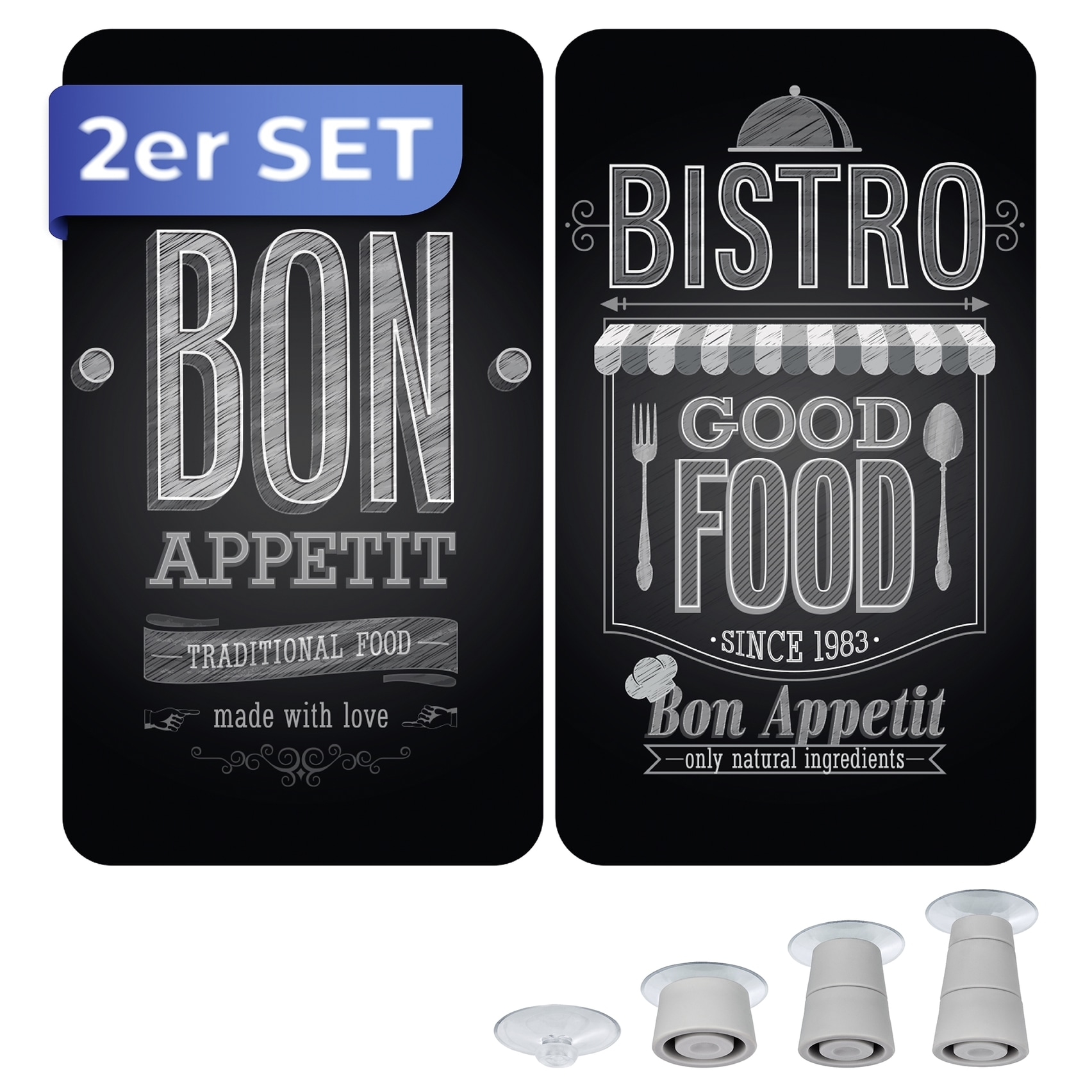 Maximex Herd-Abdeckplatte »Universal Modell Bon Appetit«, (Set, 2 tlg.), Herdabdeckung für alle Herdarten, kratzfest, mit rutschfesten Füßen
