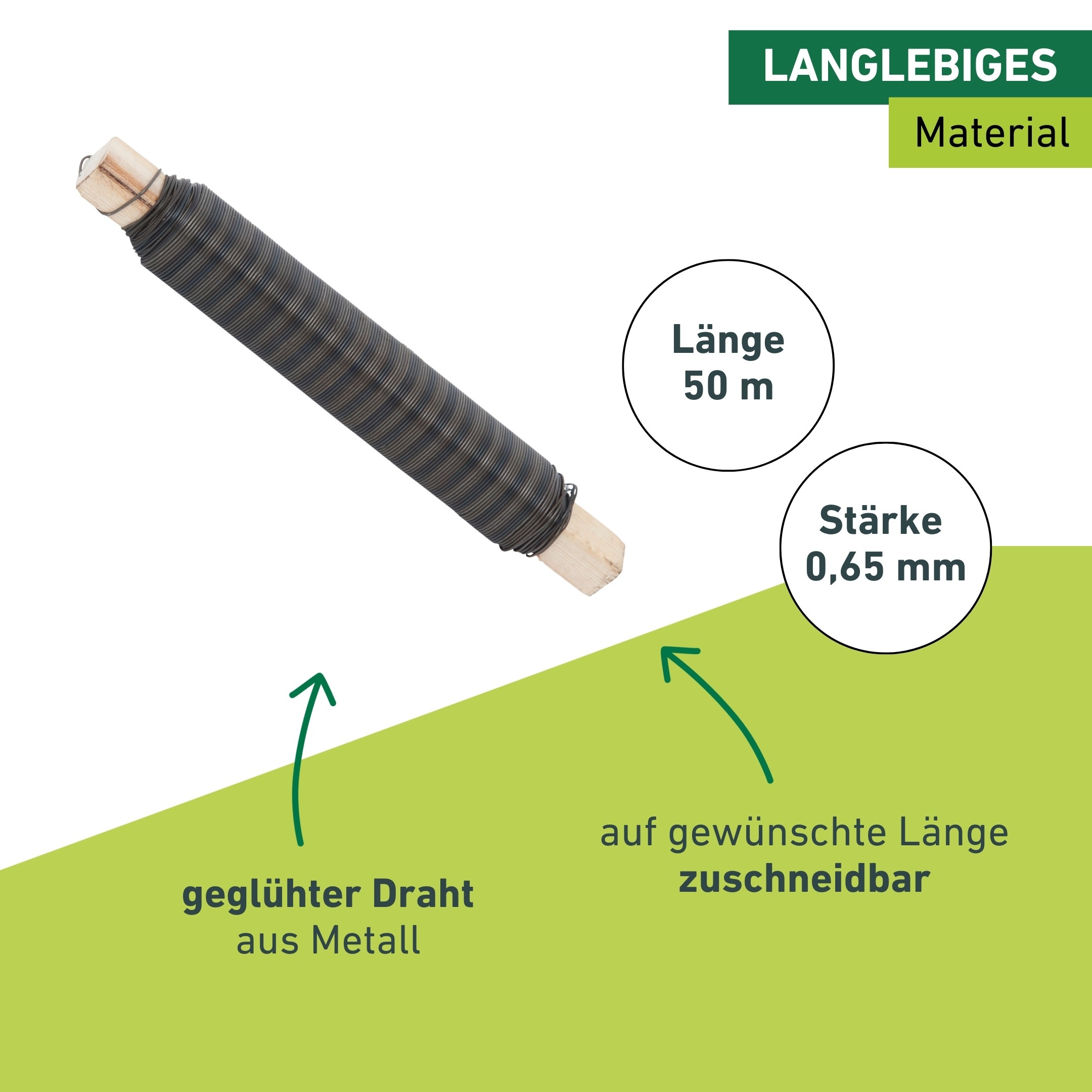 Windhager Pflanzschnur »für Garten-, Binde- und Bastelarbeiten, Floristendraht« 1 Stk. tlg. Blumendraht 0,65 mm x 50 m, schwarz