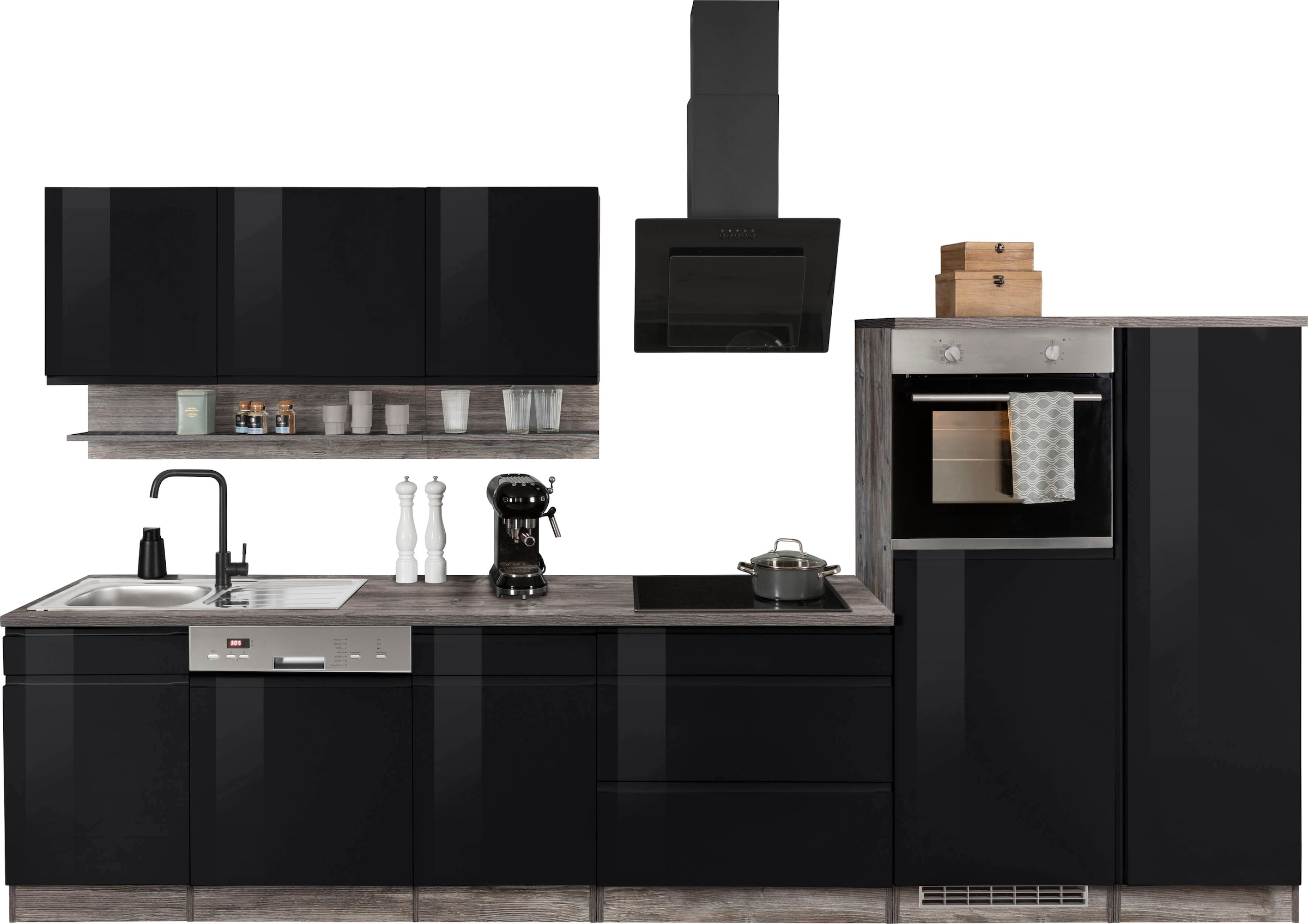 KOCHSTATION Küchenzeile »KS-Virginia«, Breite 350 cm, ohne E-Geräte