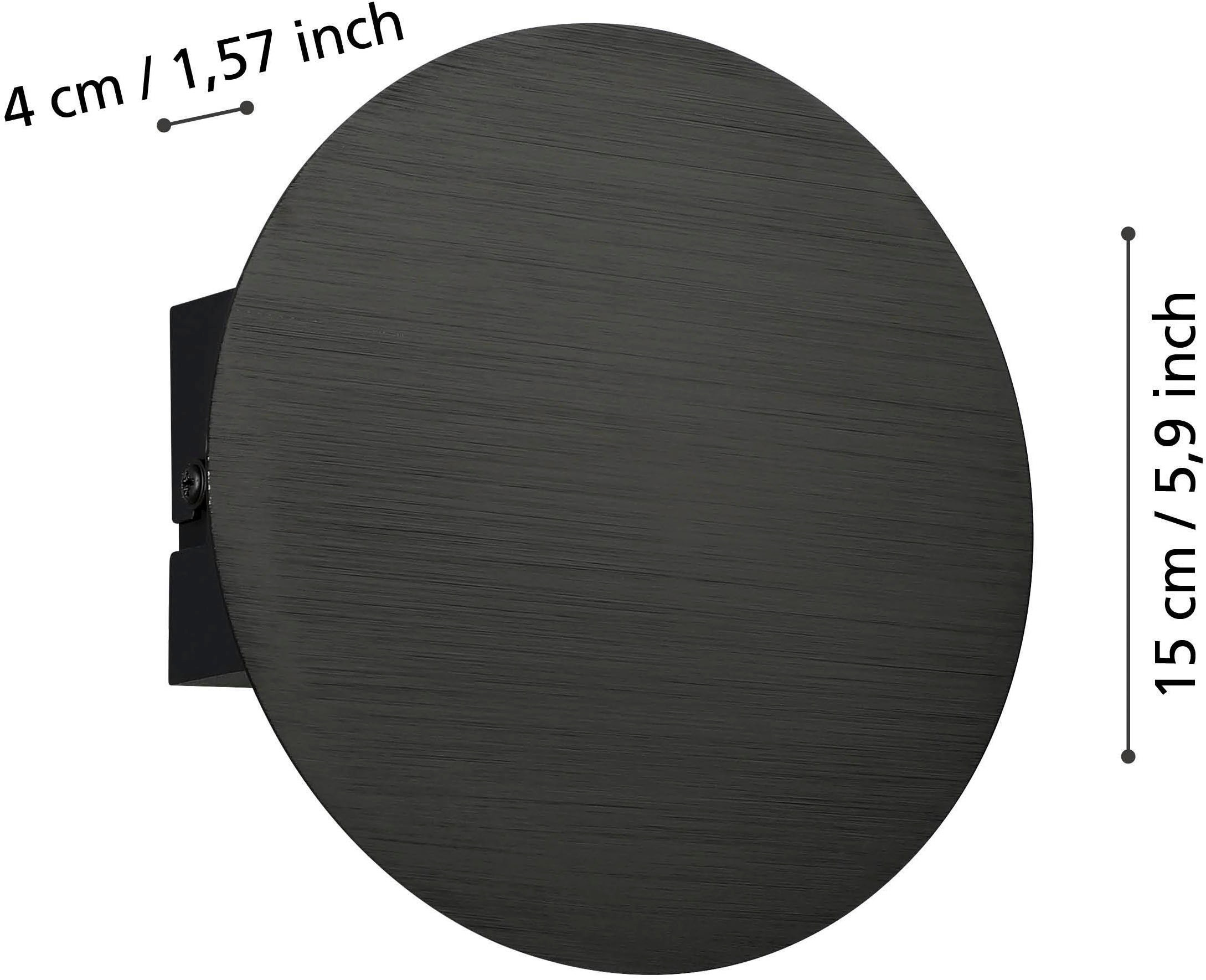 EGLO Wandleuchte »Talamello Wandlampe, Wandspot, Metall, indirekte Beleuchtung, Lampe« LED-Modul 1 Stk. Warmweiß Wand-/Deckenleuchte - Ø15 x AL4 cm - schwarz - 4W inkl.