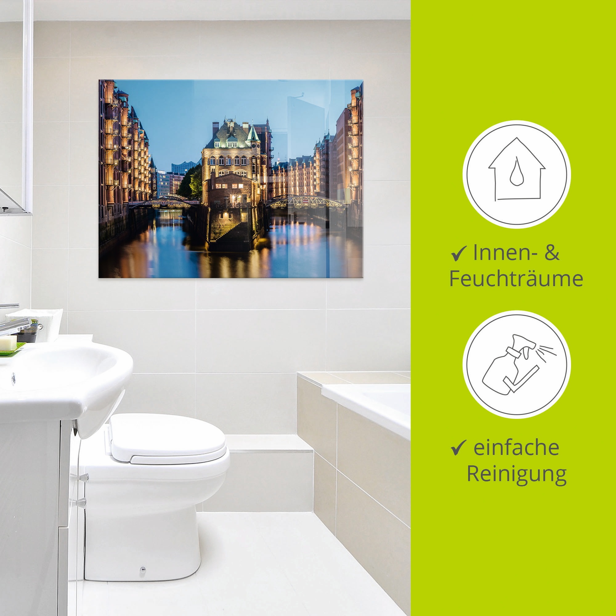 Artland Glasbild »Hamburg Wasserschloss in Speicherstadt 2«, Gebäude, (1 St.), in verschiedenen Größen