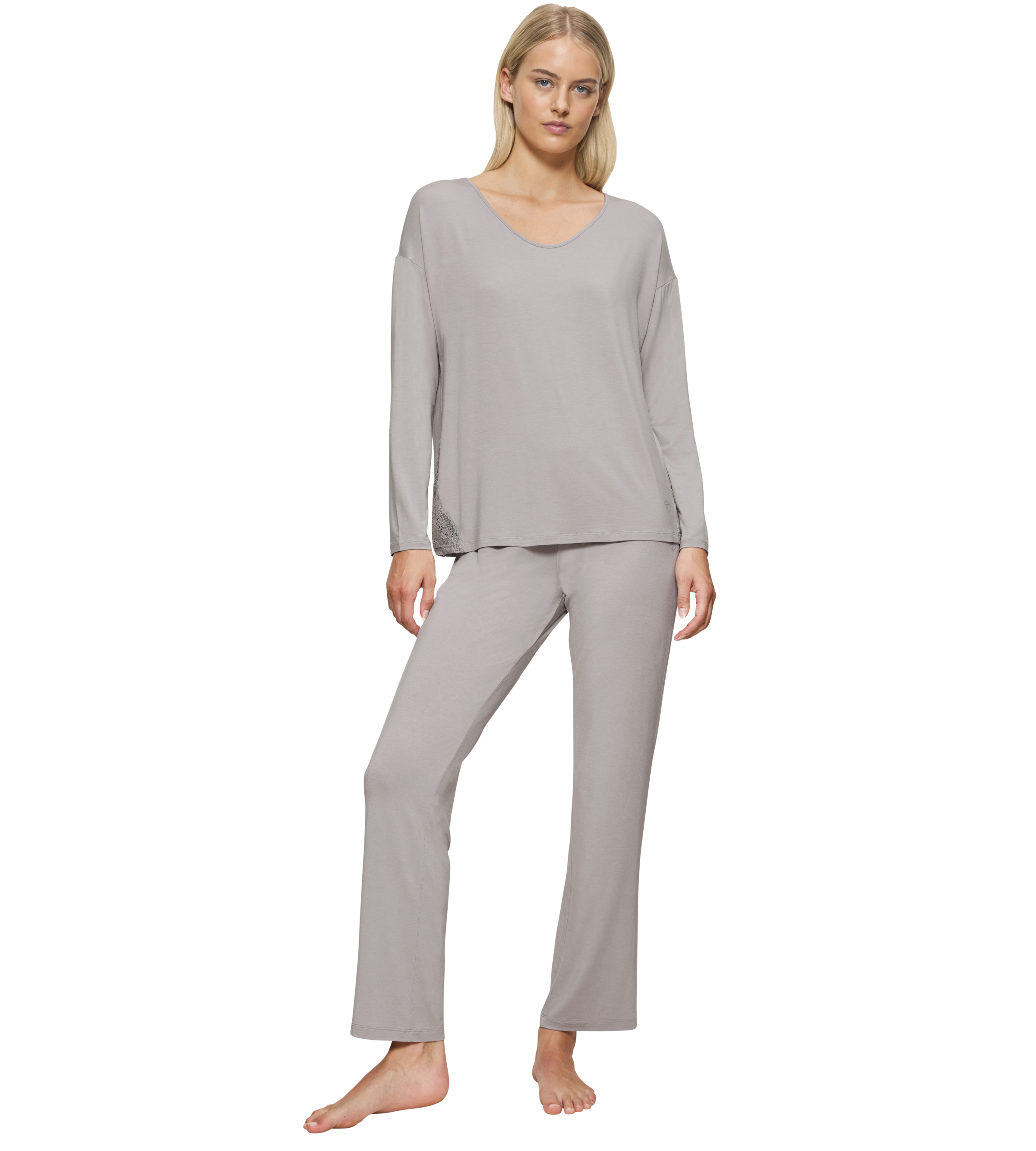 Pyjama »Timeless Sensuality PK LSL«, (Set, 2 tlg., Set), Spitzeneinsätze