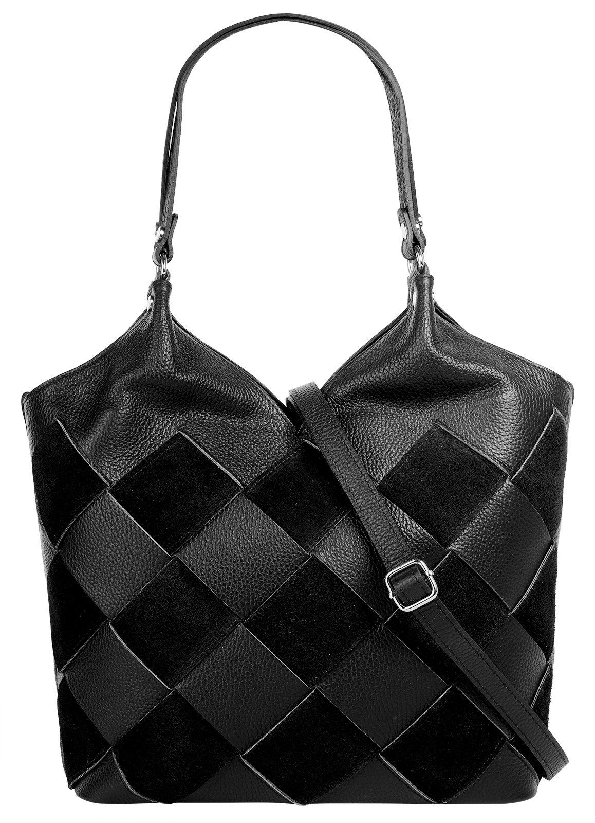 Shopper, echt Leder, Made in Italy, Gr. B/H/T: 30 cm x 23 cm x 14 cm onesize, schwarz