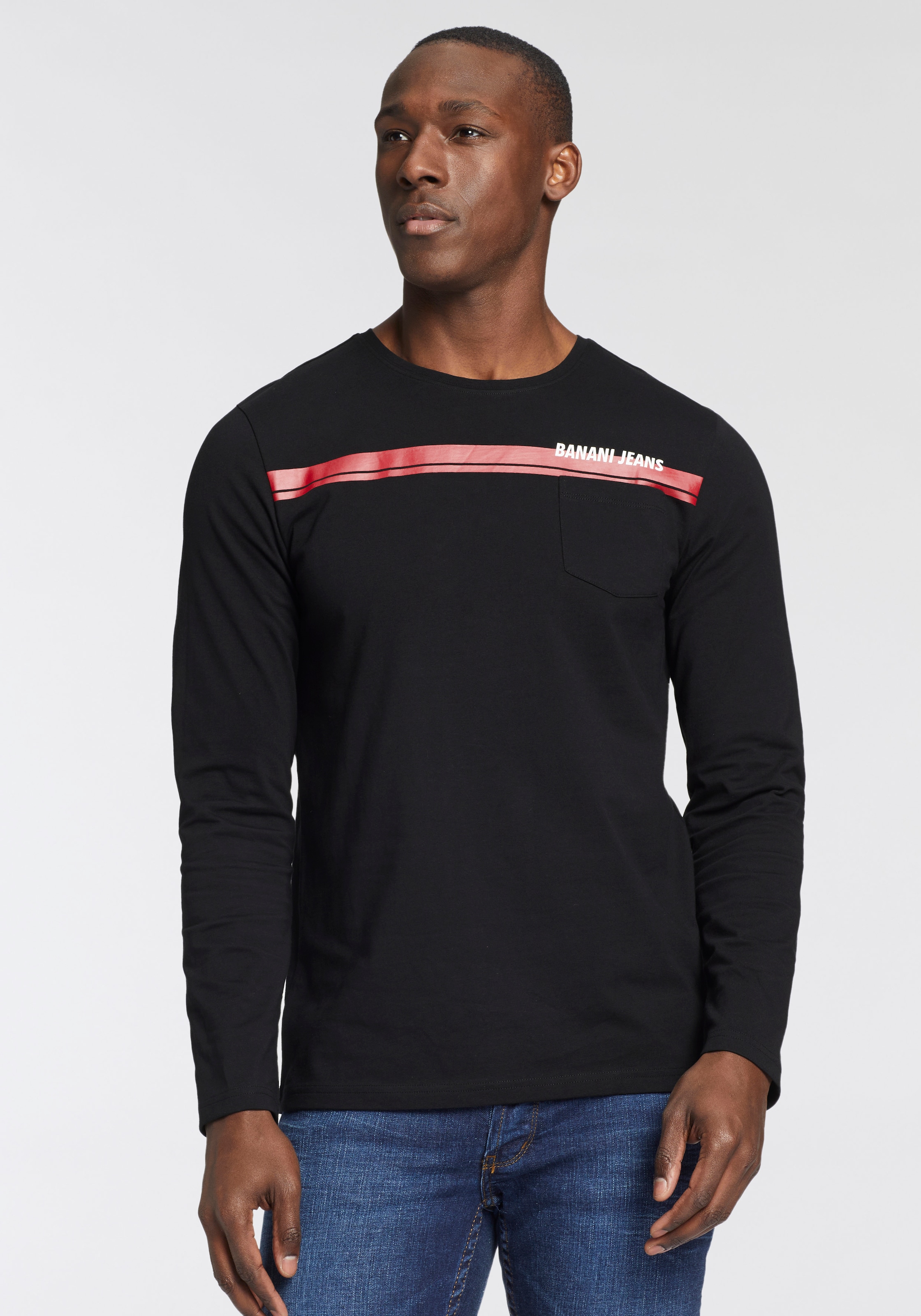 Bruno Banani Langarmshirt, Mit Brusttasche und Frontprint