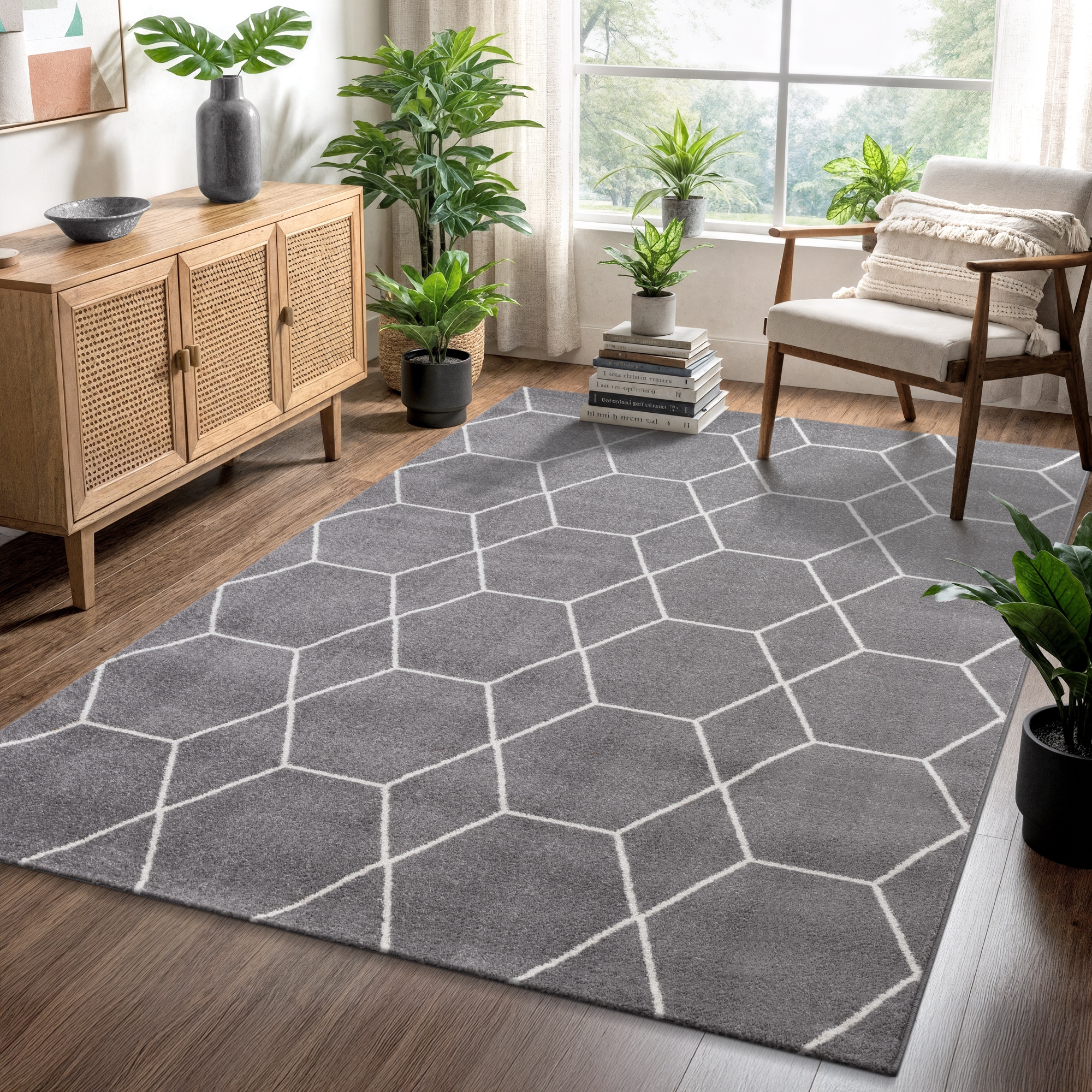 Sanat Teppich »Trellis , auch als Läufer und Rund« rechteckig 10 mm Höhe Kurzflor, skandi, boho, große Farbauswahl, alle Räume