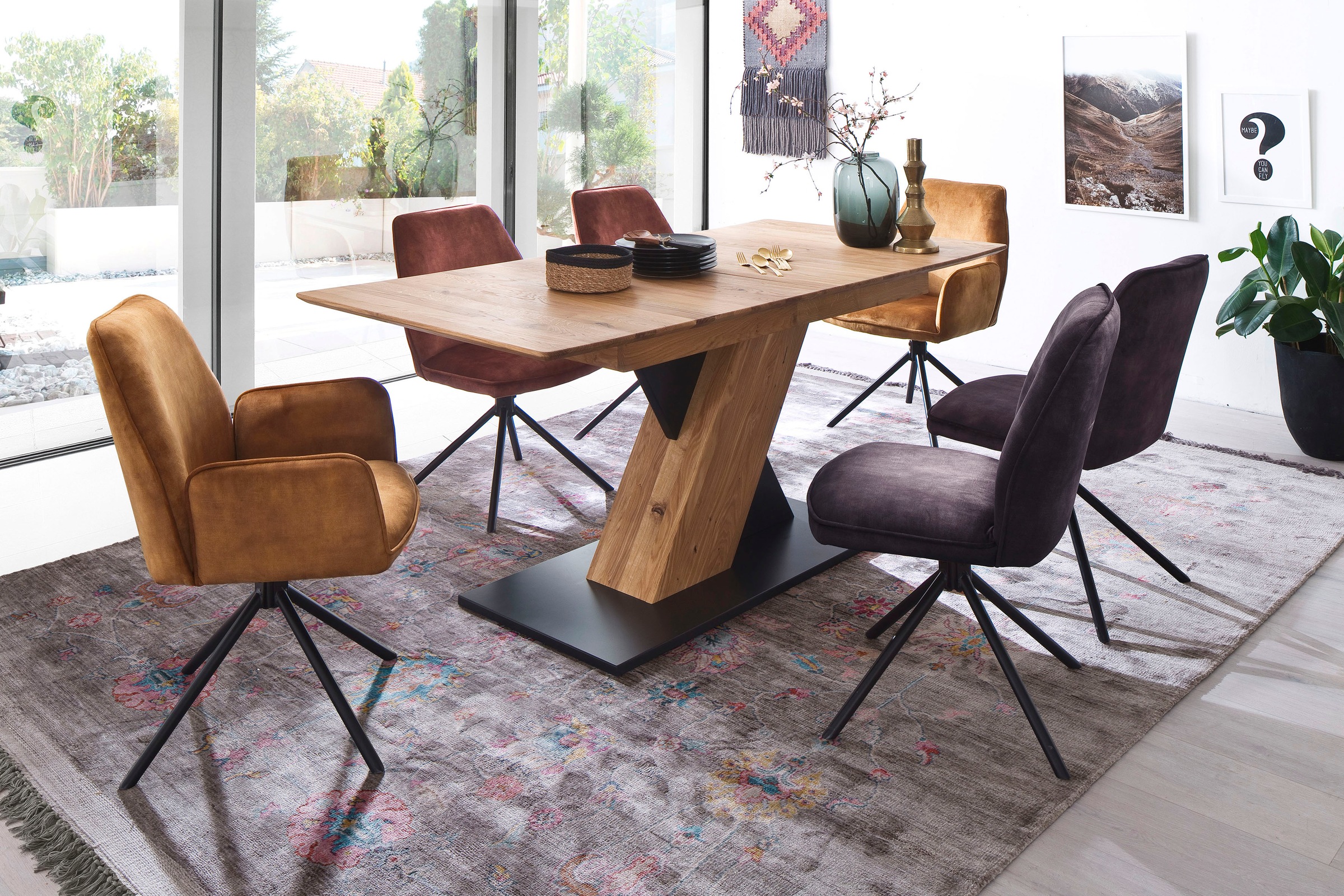 2. Bild von MCA furniture Esstisch »Cuba«, Esstisch Massivholz ausziehbar, Tischplatte mit Synchronauszug