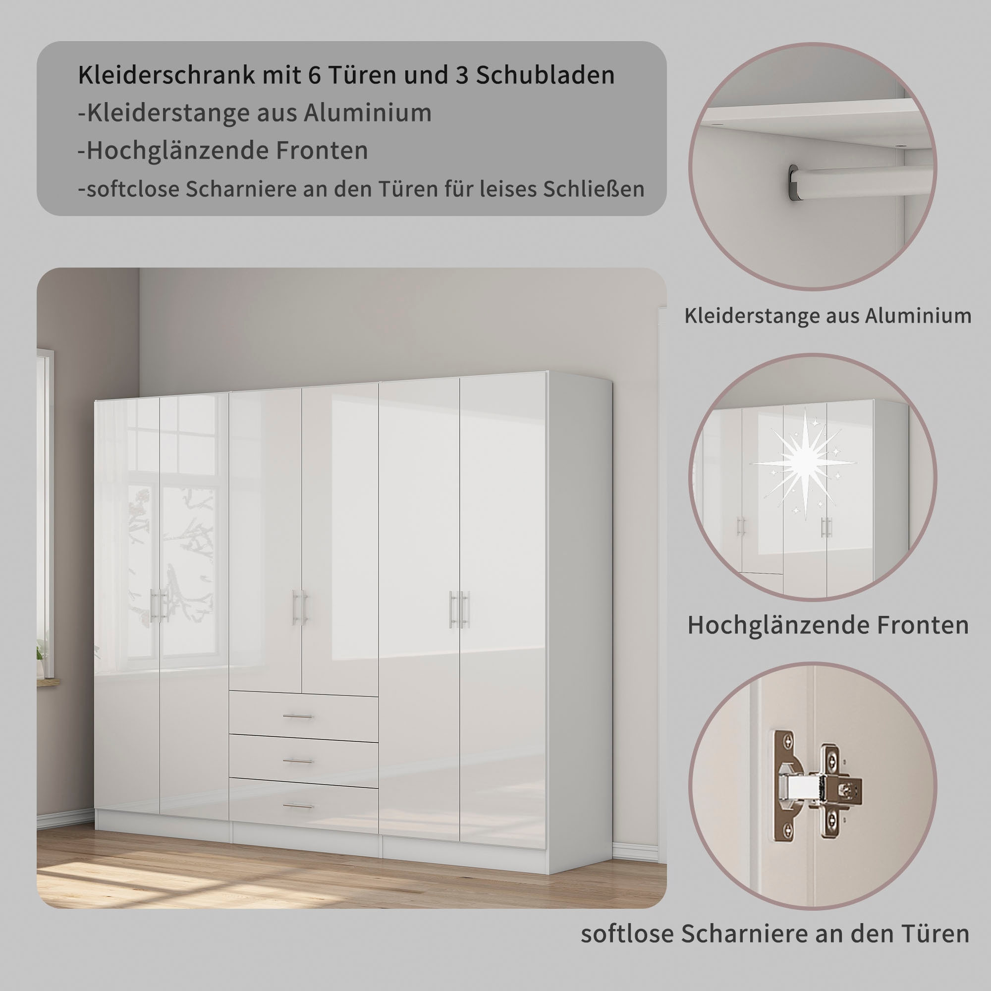 OTTO home Kleiderschrank »Trento Schlafzimmerschrank Garderobe hochglanz Bestseller«