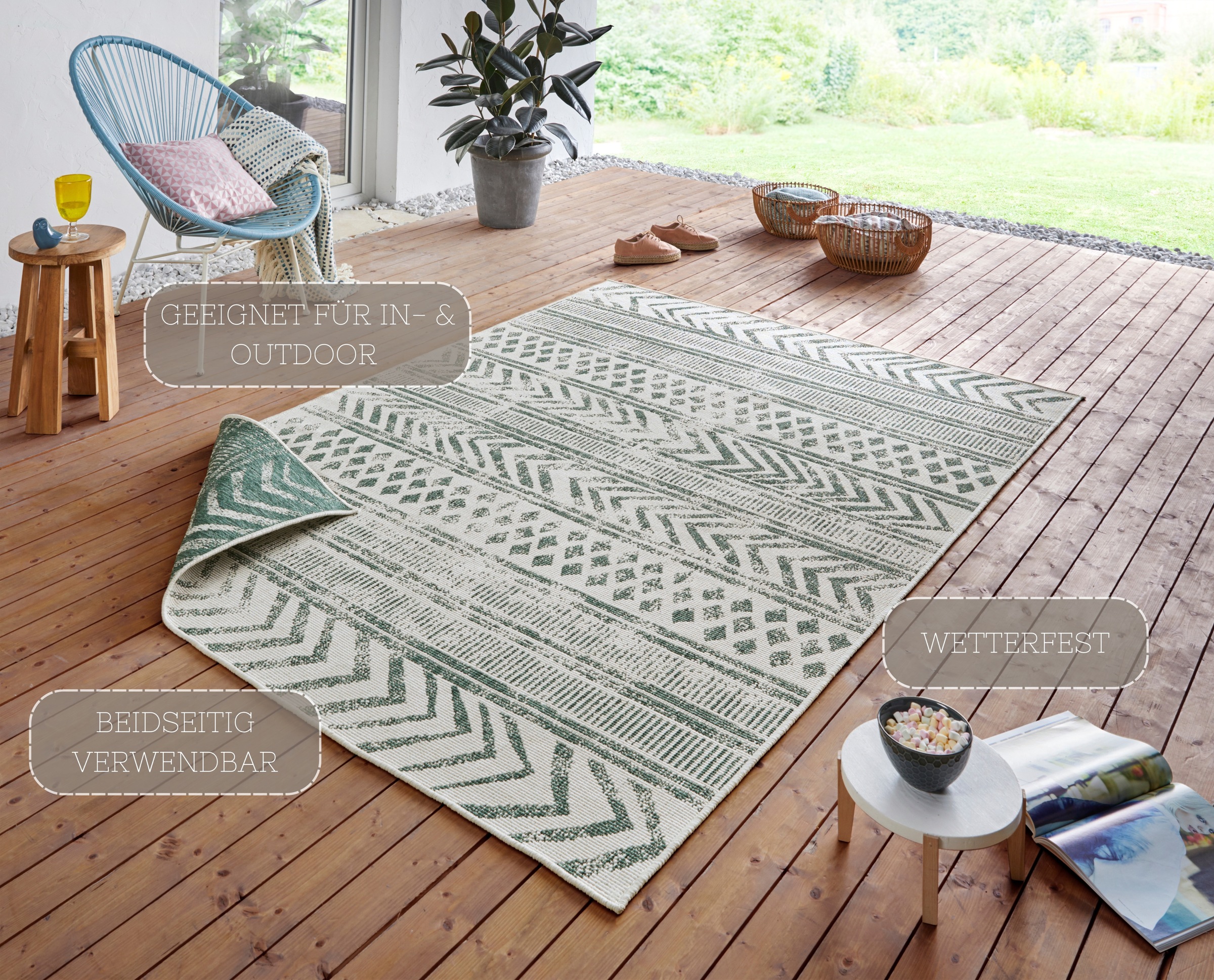 NORTHRUGS Teppich »BIRI Wendeteppich«, rechteckig, 5 mm Höhe, In-& Outdoor, günstig online kaufen