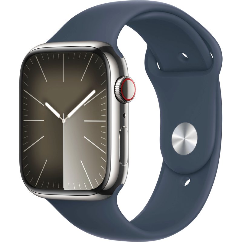 APPLE Smartwatch »Watch Series 9 Edelstahl« (4, 5 cm / 1, 77 ′′) Watch OS 10;EKG;Blutsauerstoff App;Herzfrequenz Silber