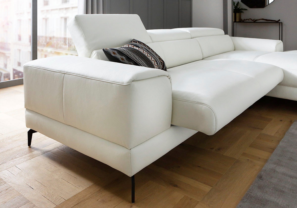 W.SCHILLIG Ecksofa »piedroo, Designsofa mit tollem Sitzkomfort, L-Form«, Kopfteilverstellung, wahlweise mit Sitztiefenverstellung, Breite 303cm