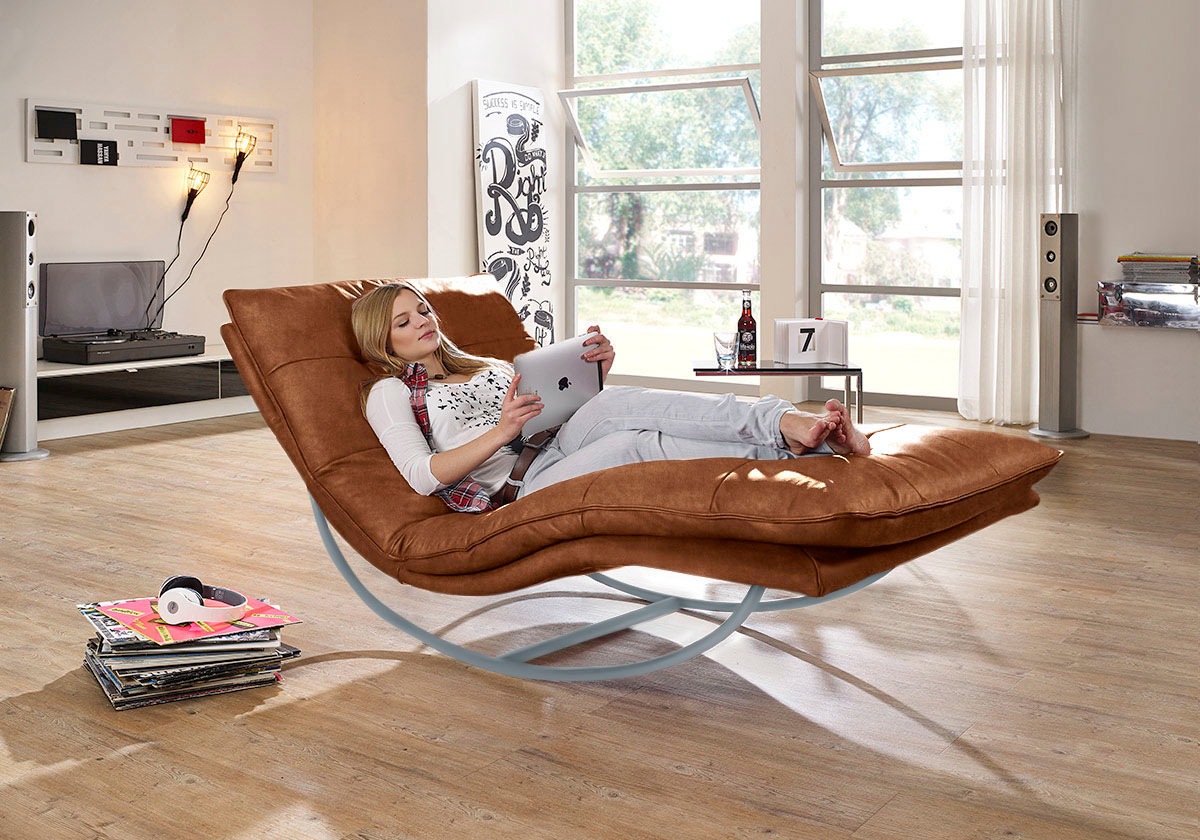 W.SCHILLIG Relaxliege »daily dreams«, in Waffelkissen-Optik, Schaukelgestell silber matt, in 2 Breiten