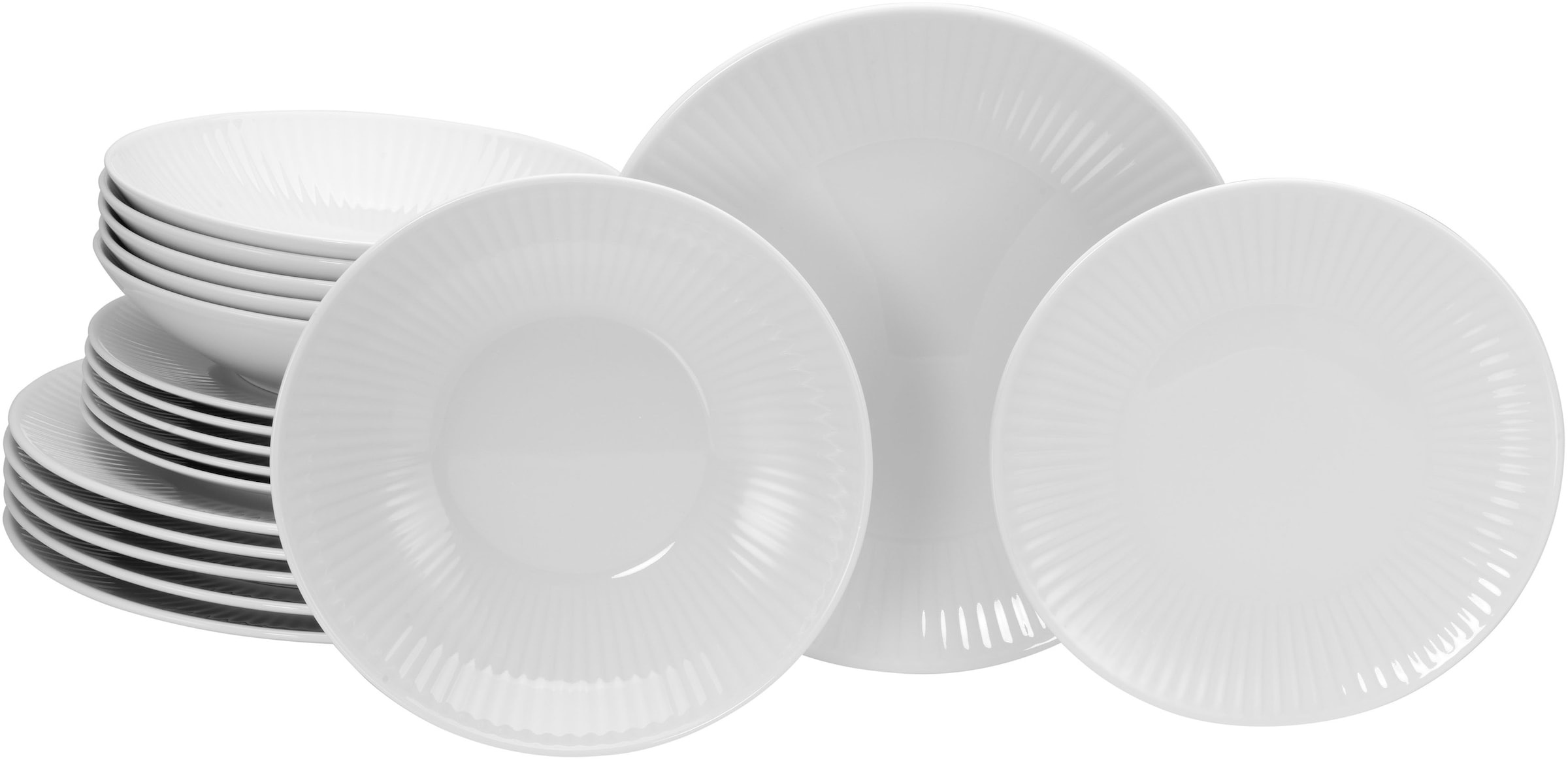 CreaTable Teller-Set »Valencia Weiß, Tellerset 18-tlg«, (Set, 18 tlg.), Elegant, Boho Chic
