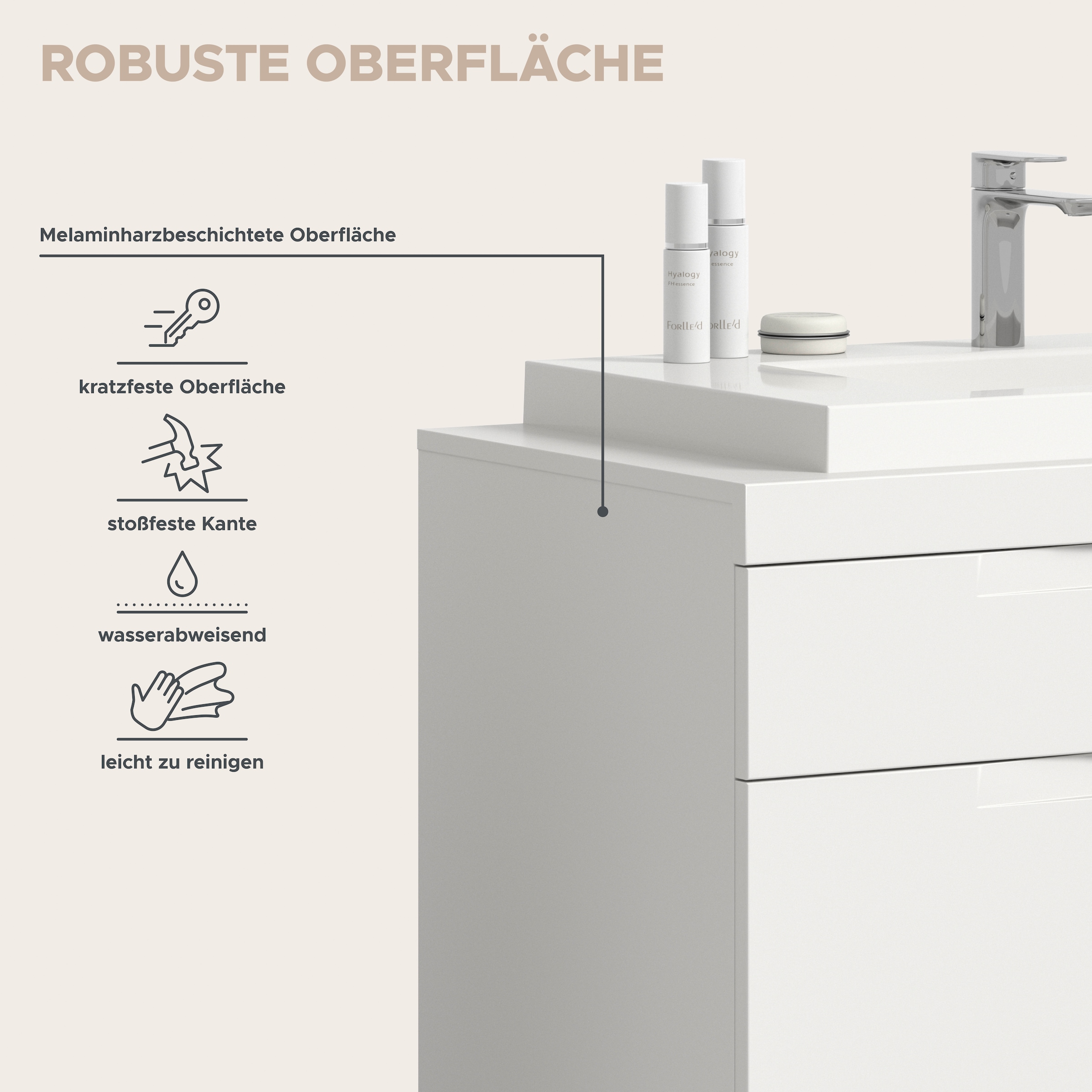OTTO home Badmöbel-Set »MAOI, 2-teilige Badkombination, hochwertige MDF Front«