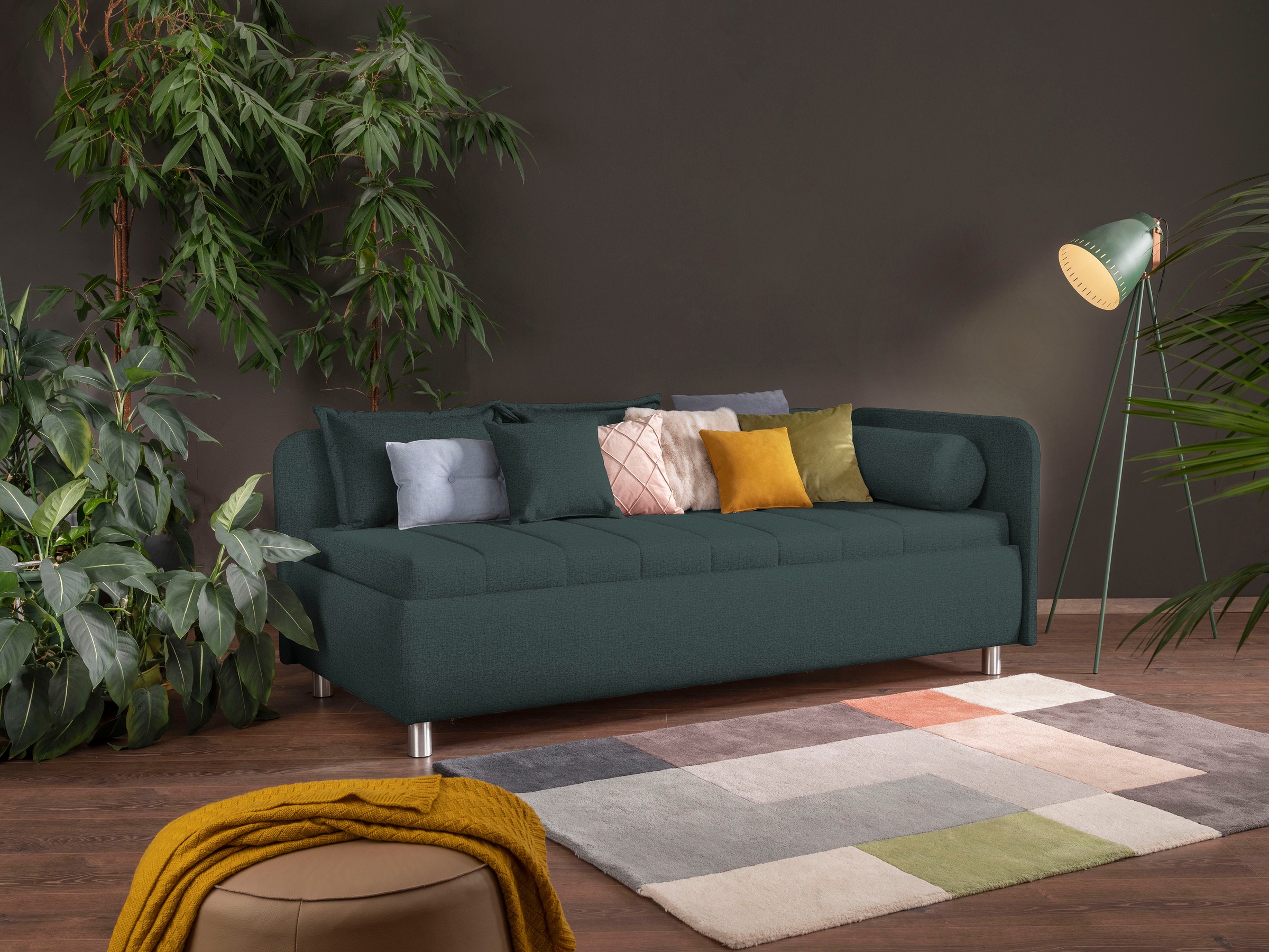 alina Schlafsofa »Kiana«, mit Bettkasten und Zierkissen, Liegefläche 90/200 cm oder 100/200 cm