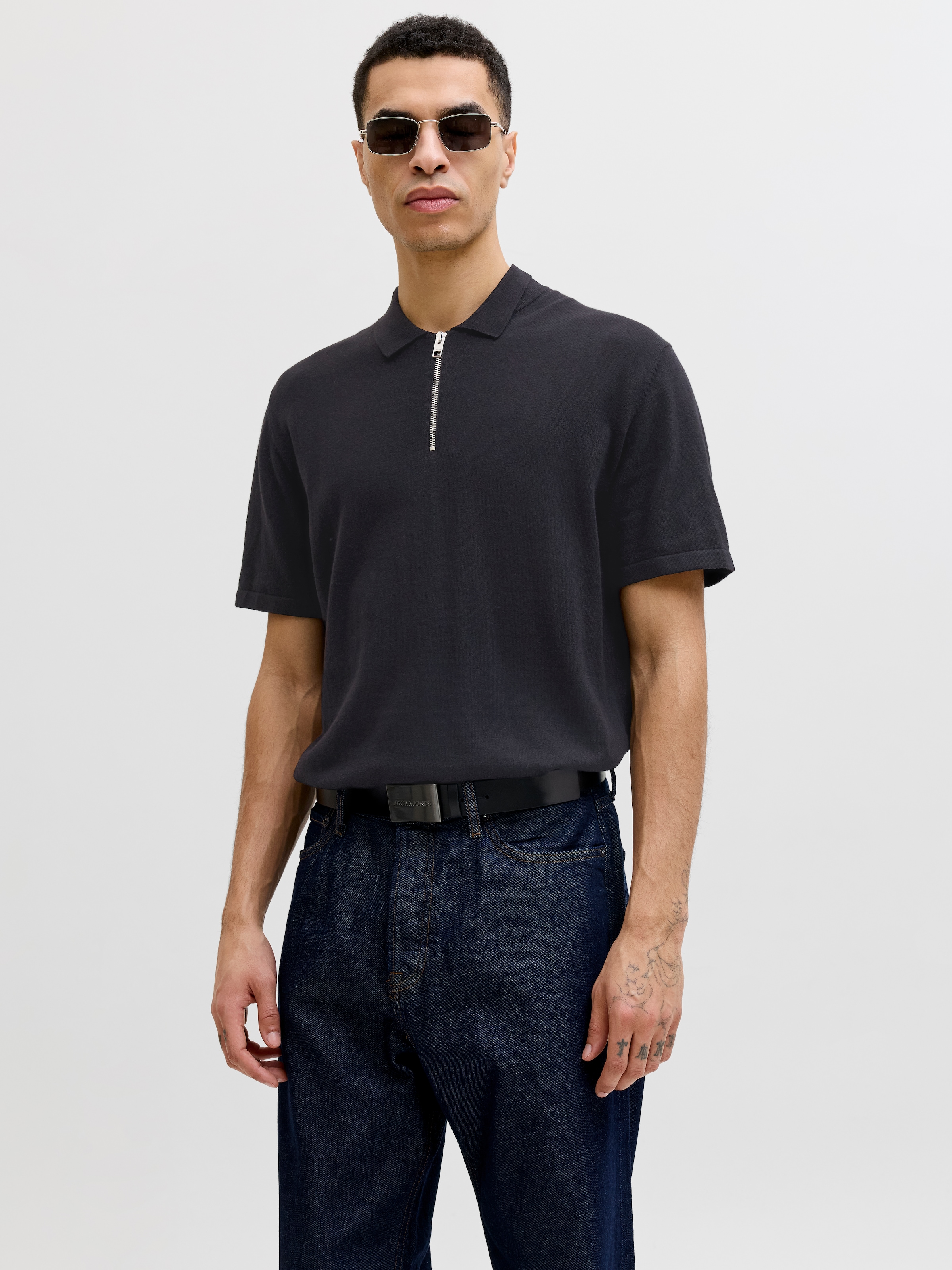 Jack & Jones Kurzarmpullover »JJEEMIL KNIT ZIP POLO SS SN« mit kurzem Reißverschluss
