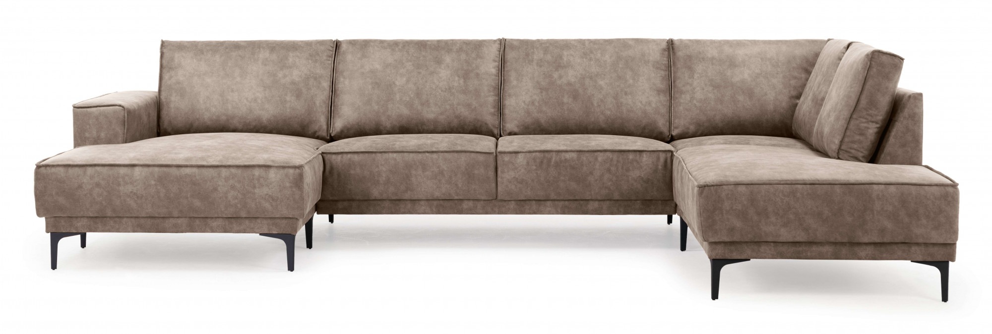 Places of Style Wohnlandschaft »XXL Sofa Oland, Struktur, Flachgewebe, Luxus-Microfaser, Boucle«, U-Form, 345 cm, Wellenunterfederung, Skandi-Design, Metallfüße