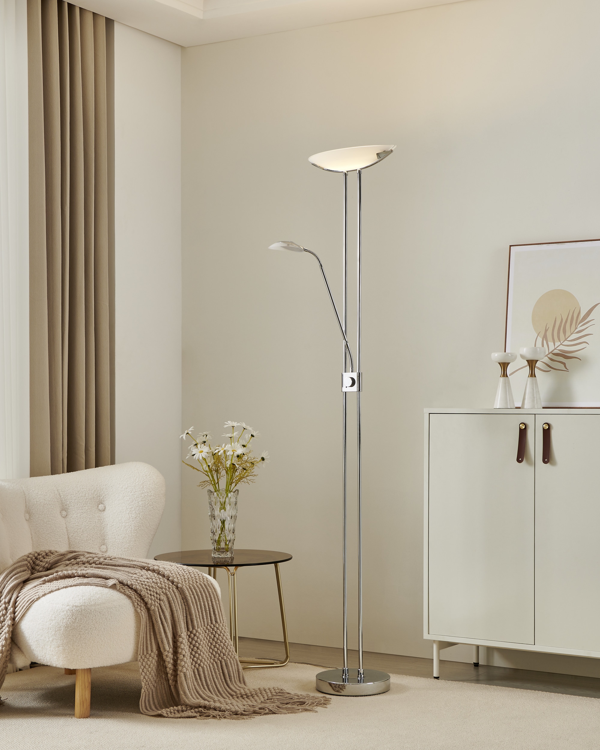 EGLO Stehlampe »BAYA LED Stehlampe - Stahl - LED;LED;LED - 20W;2,5W;2,5W - IP20« LED-Modul 1 Stk. Warmweiß Standleuchte, Leselampe, Wohzimmer, Schlafzimmer, L36 x H180 cm