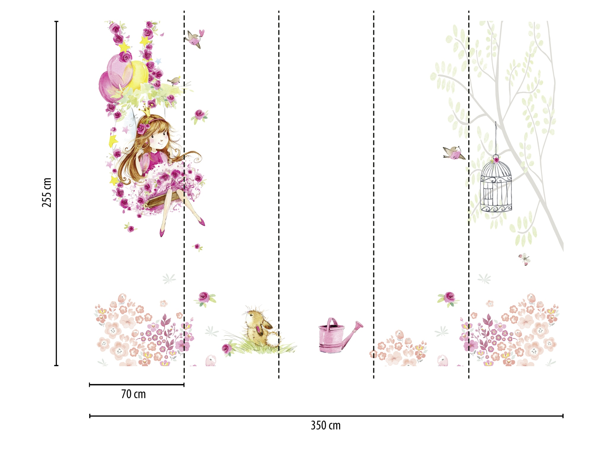 A.S. Création Vliestapete »Kinderzimmer Fototapete Schaukel Rosa Weiß« matt strukturiert