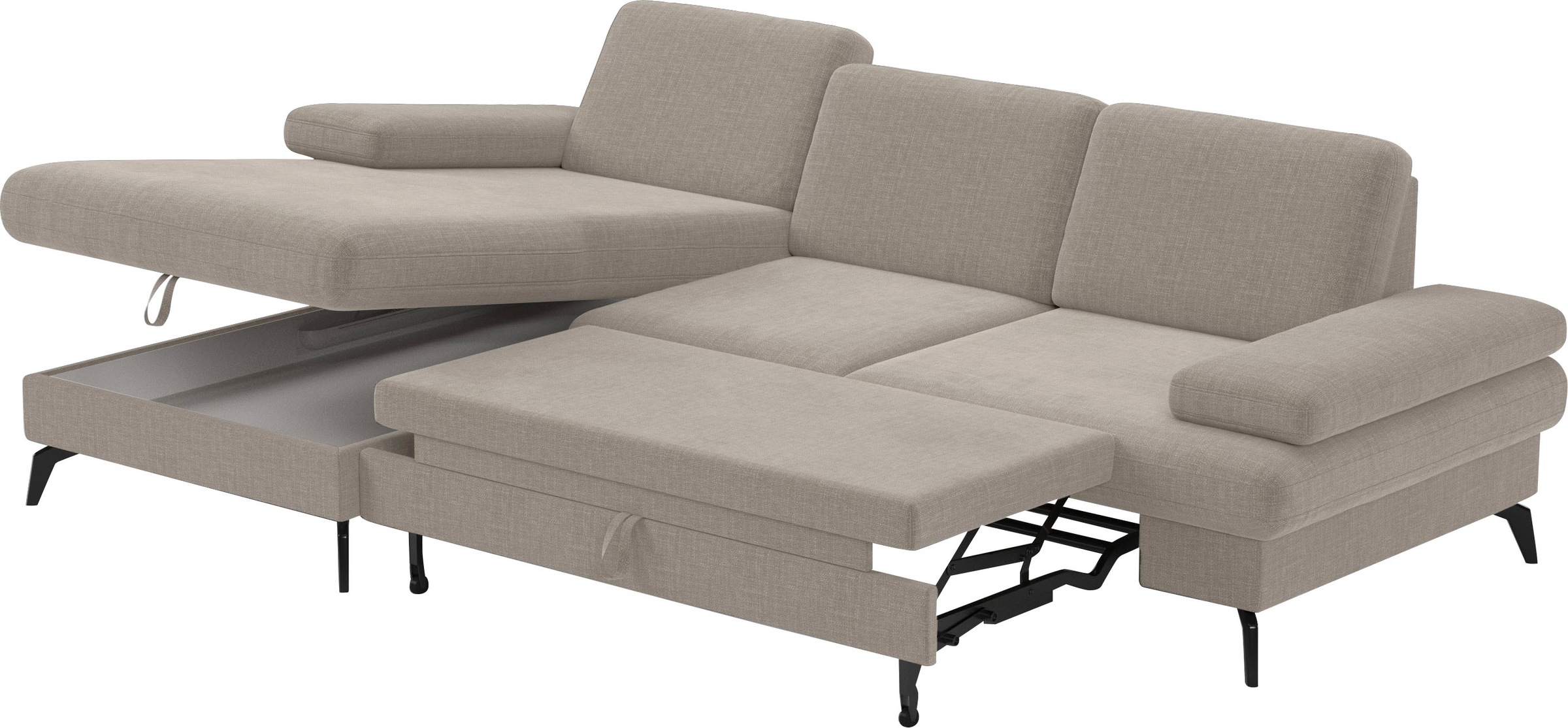 sit&more Ecksofa »Morris L-Form, inkl. Sitztiefenverstellung«, wahlweise mit Armteilverstellung, Bettfunktion & Bettkasten