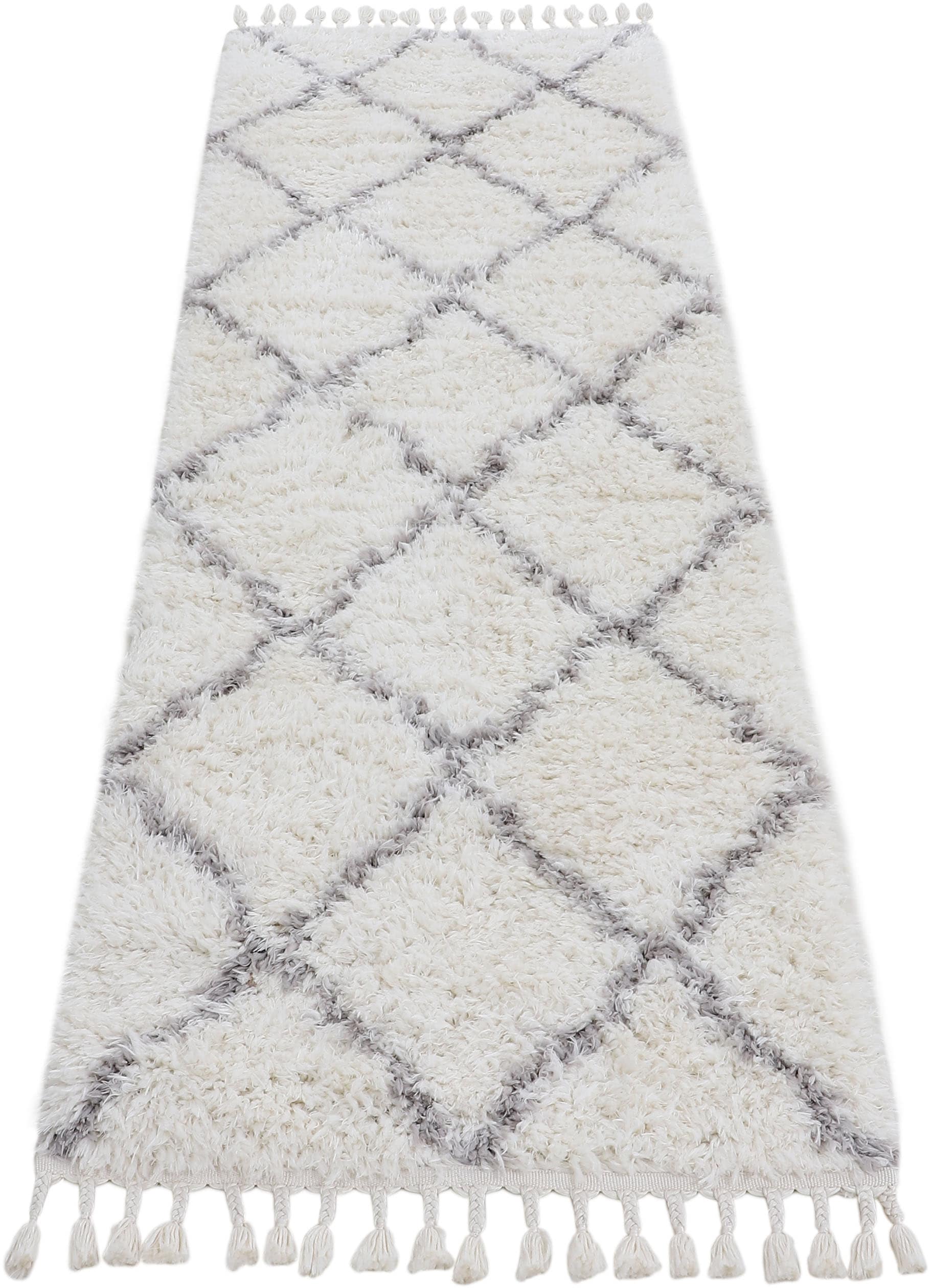 carpetfine Hochflor-Läufer »Eddy«, rechteckig, 30 mm Höhe, mit Fransen, Wohnzimmer