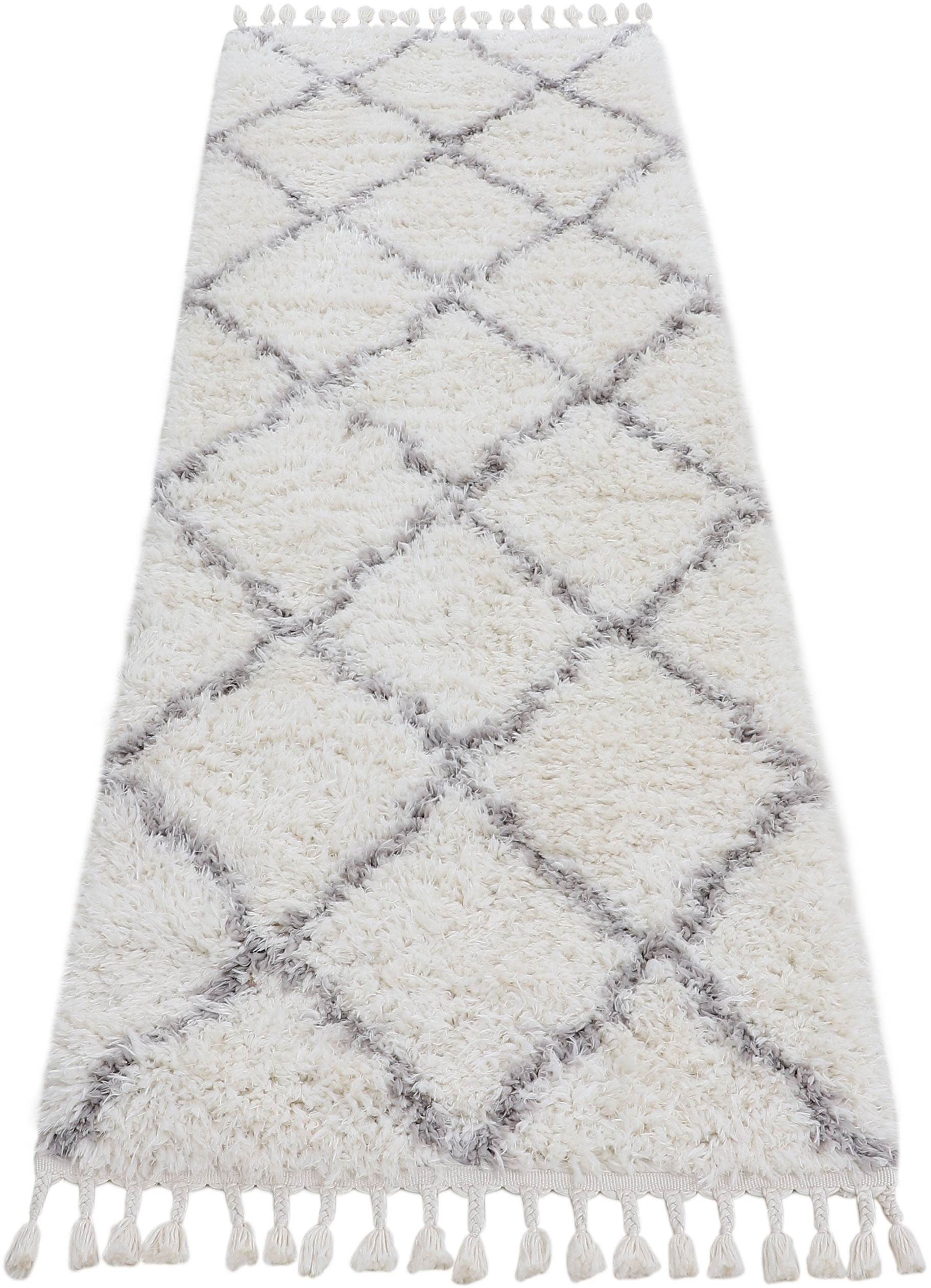 carpetfine Hochflor-Läufer »Eddy«, rechteckig, 30 mm Höhe, mit Fransen, Woh günstig online kaufen