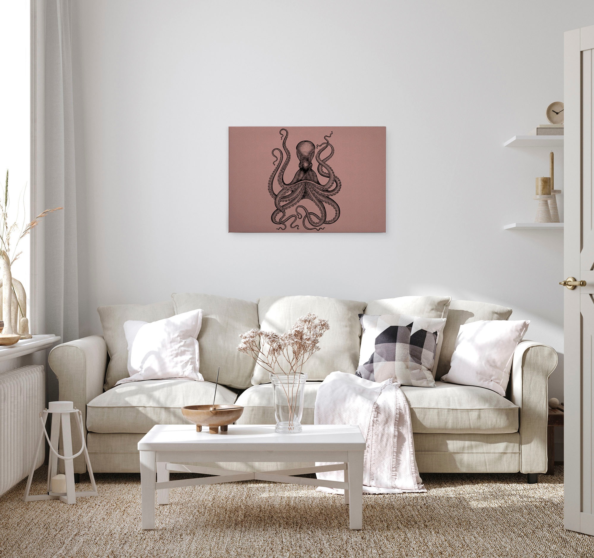 A.S. Création Leinwandbild »jules«, Kunst-Tiere-Kinder, (1 St.), Keilrahmen Bild Octopus Krake Leinwand-Bild Wohnzimmer modern Wandbild