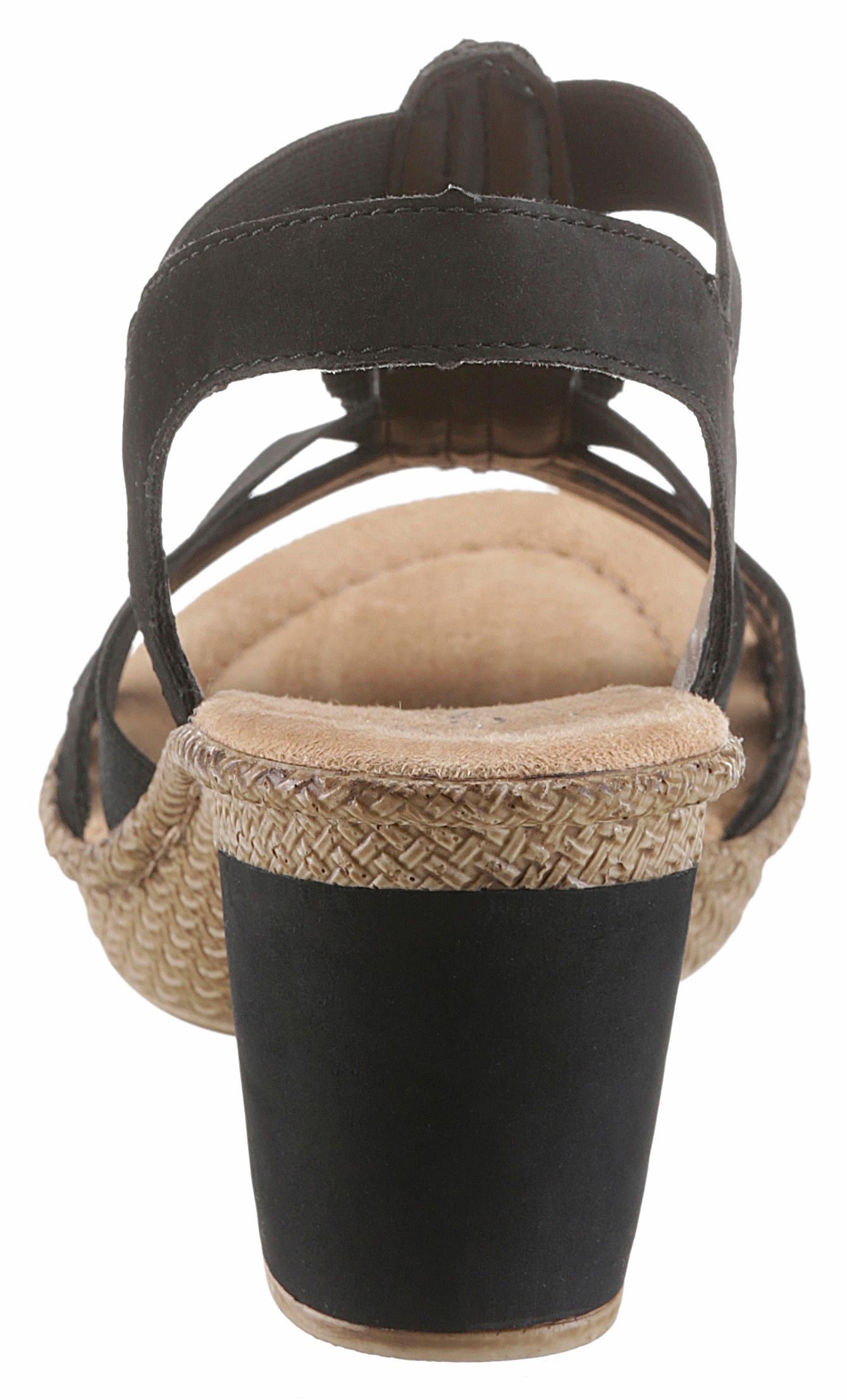 Rieker Sandalette  , Sommerschuh, Sandale, Plateauabsatz, mit Strass-Steinchen verziert