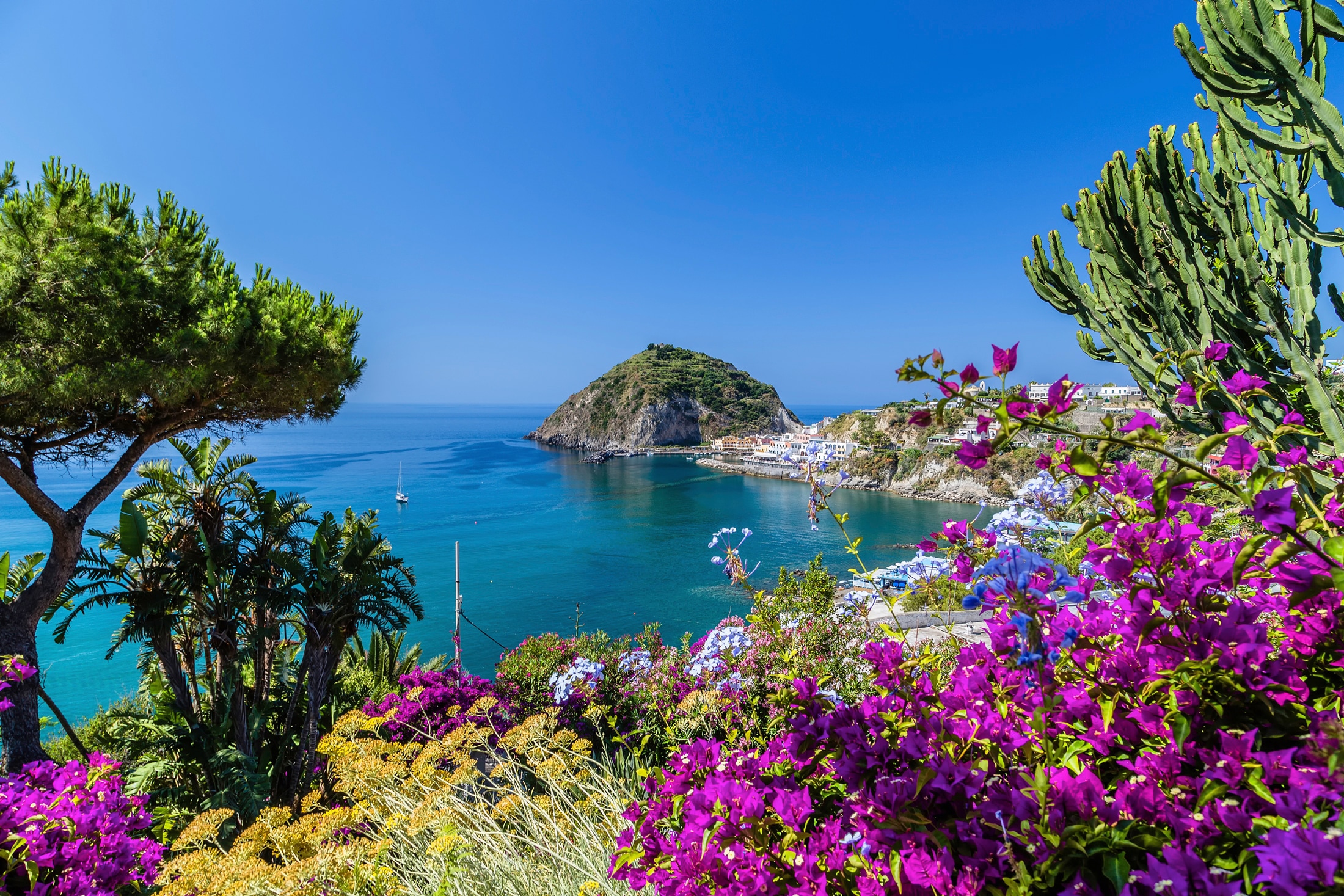 Papermoon Fototapete »ISCHIA ITALIEN-BOUGANVILLA INSEL MEER BLUME FELSEN WA günstig online kaufen