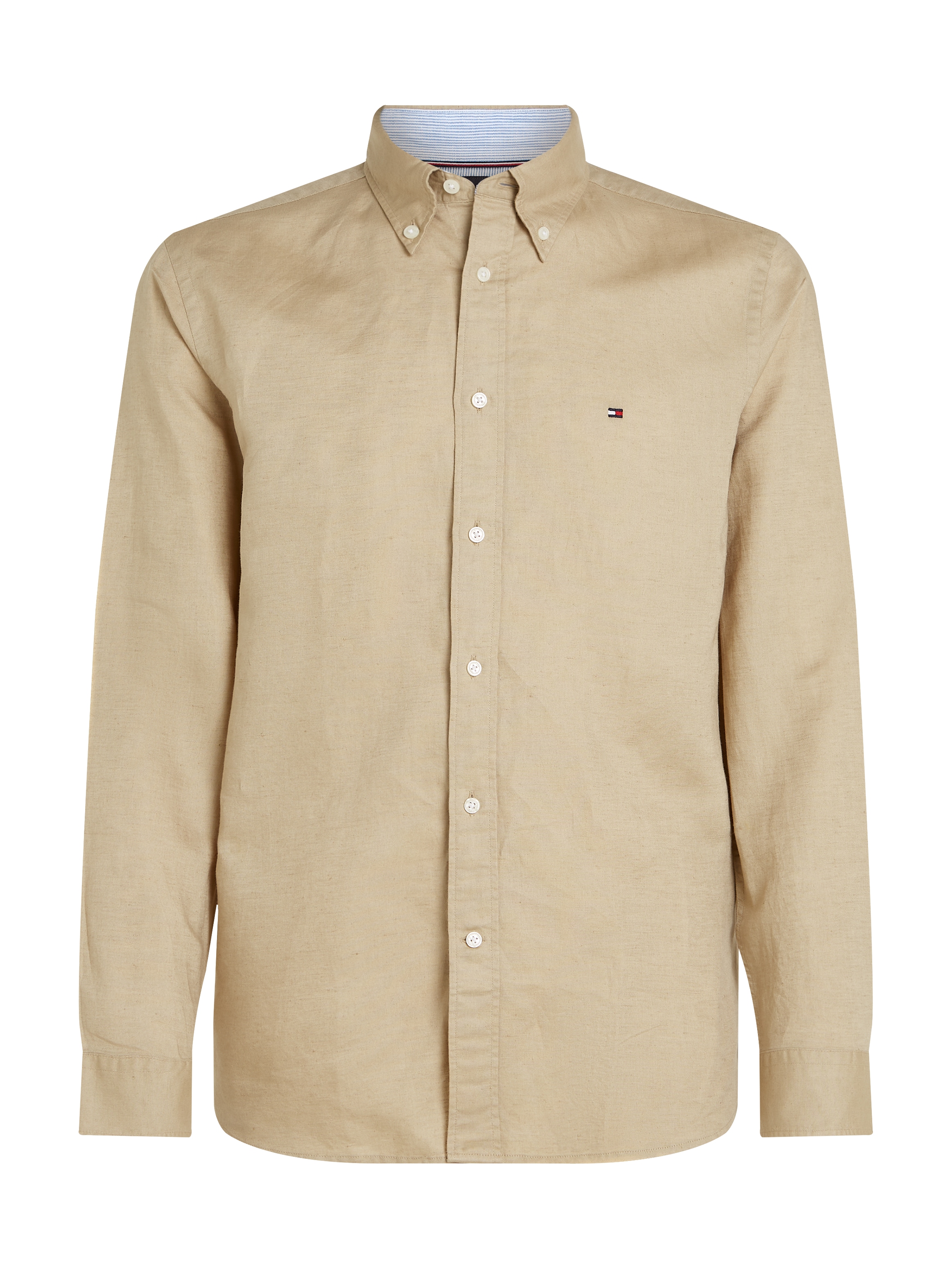 Tommy Hilfiger Langarmhemd »LINEN BLEND SOLID RF SHIRT«, mit Button-down-Kragen