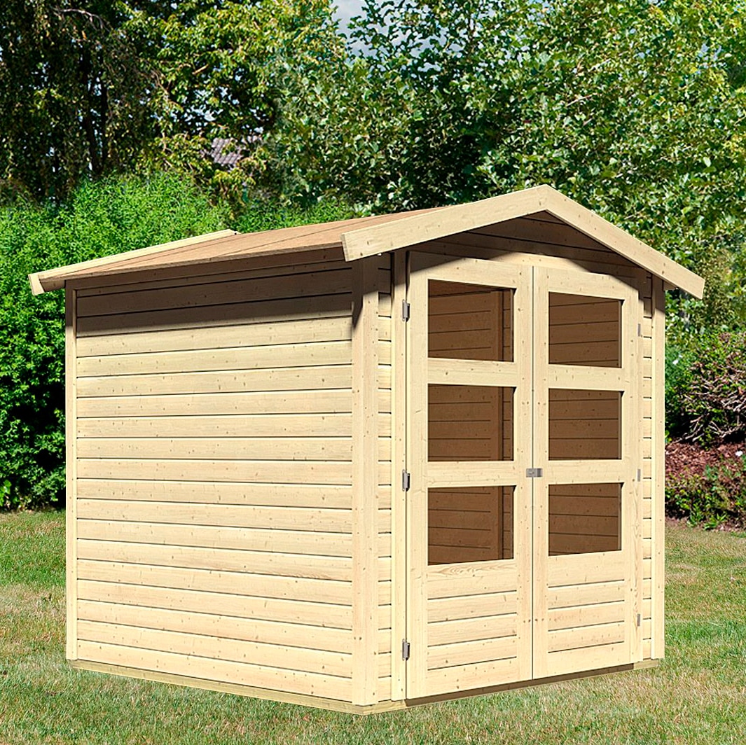 Karibu Gartenhaus »Amberg 2«, (Set), anthrazit, naturbelassen oder terragrau
