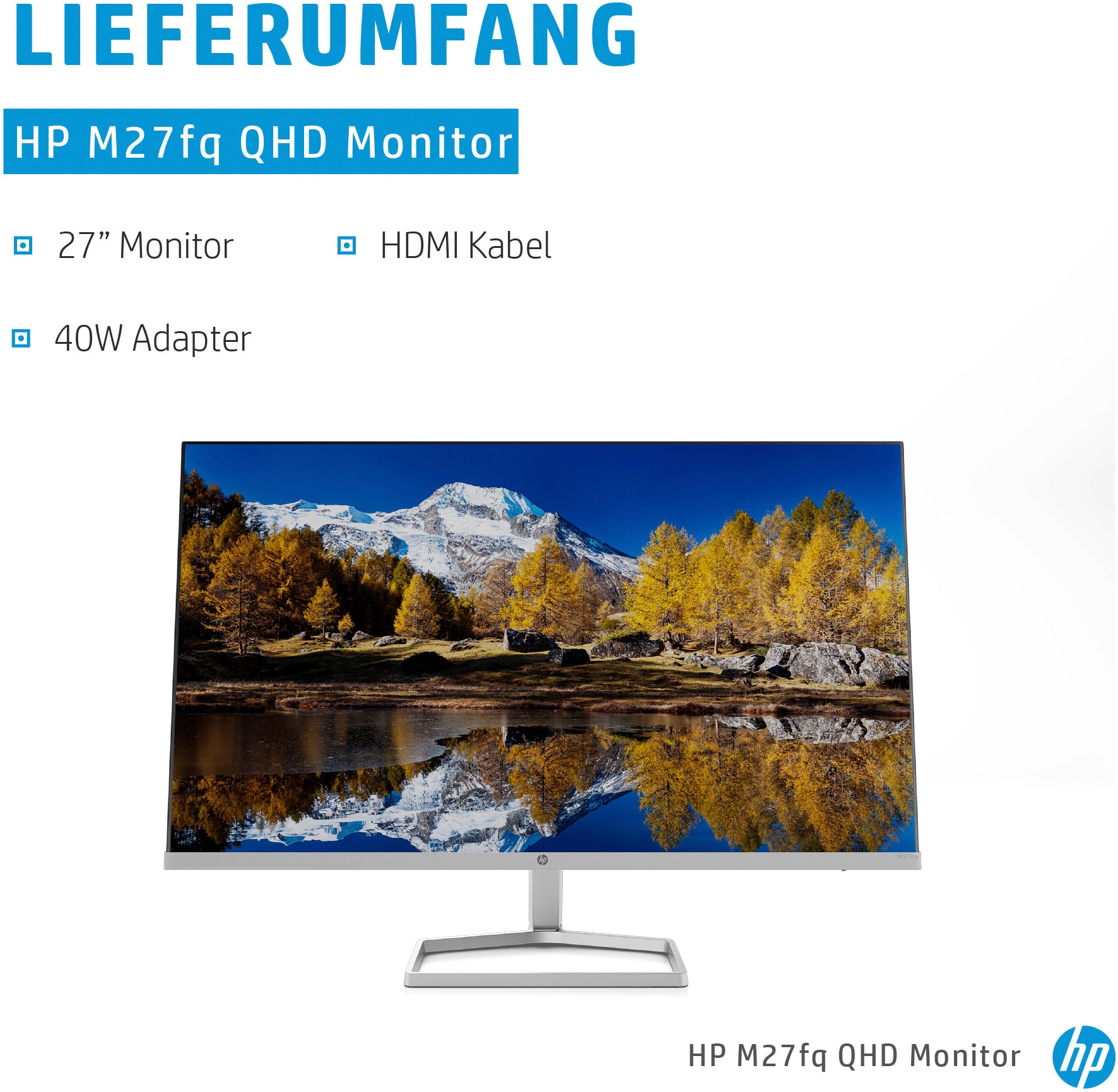 HP LED-Monitor »M27fq QHD (HSD-0093-K)«, 69 cm/27 Zoll, 2560 x 1440 px, QHD, 5 ms Reaktionszeit, 75 Hz