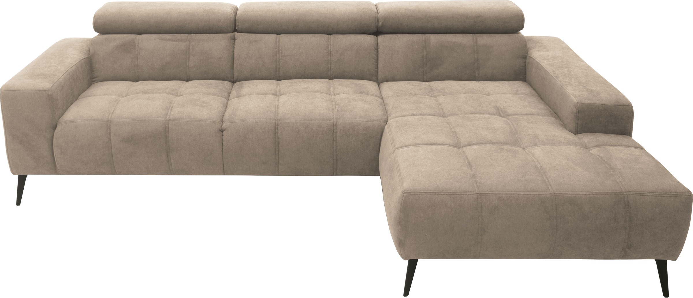 DOMO collection Ecksofa »Trento L-Form, mit Kufenfuß oder Einzelfuß«, wahlweise mit Kopfteilverstellung, Recamiere links/rechts bestellbar