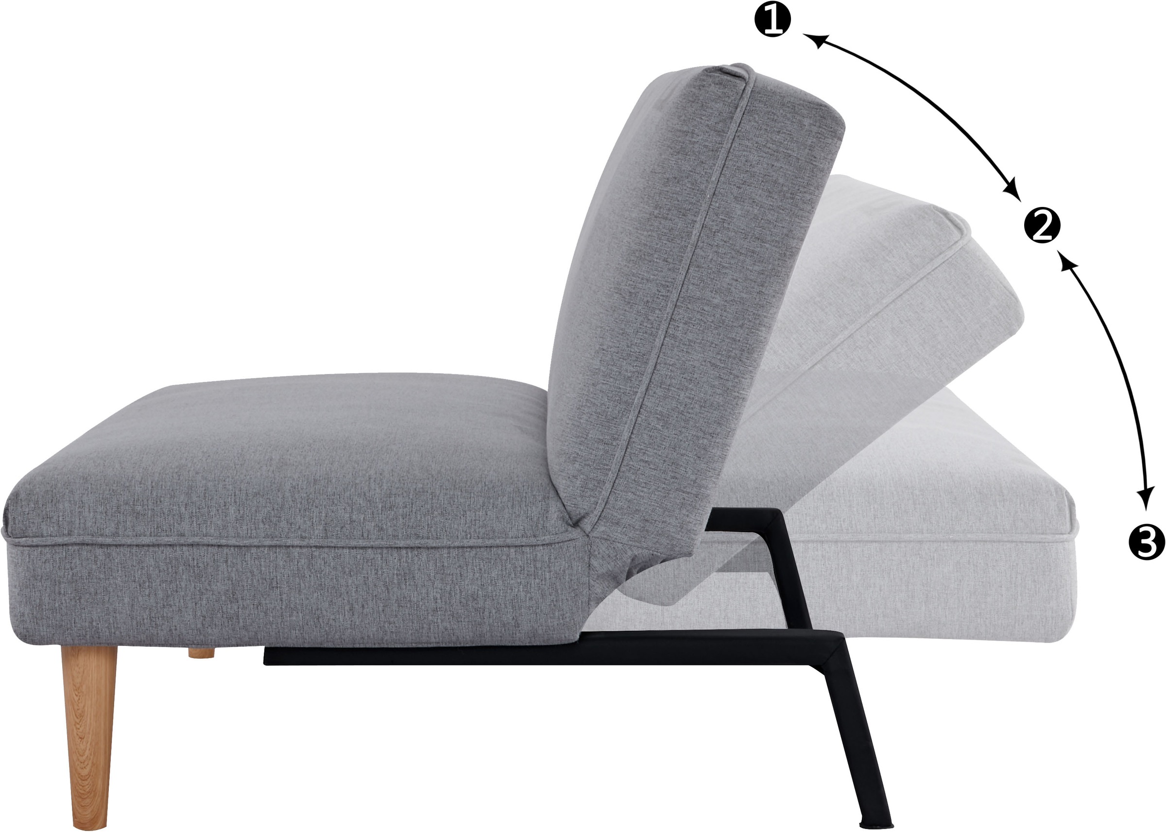 INOSIGN Schlafsofa »MONIDA, Schlafsofa, Klappsofa, 3-Sitzer mit Bettfunktion und«, verstellbarer Rückenlehne