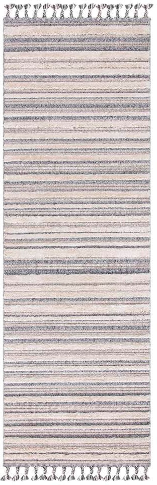 Carpet City Hochflor-Teppich »Valencia 807«, rechteckig, 20 mm Höhe, Läufer, Boho-Stil, 3D-Effekt, Streifen, Hoch-Tief-Struktur, Fransen