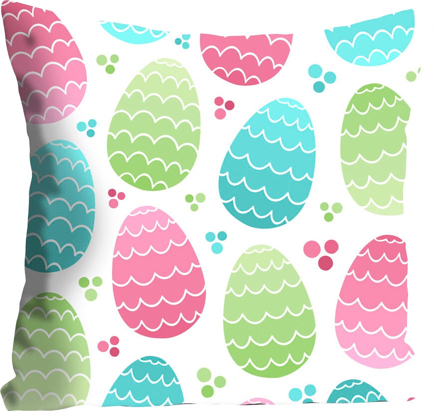 queence Dekokissen »Eggs«, Kissenhülle,Bunte Ostereier,Weiß,Ostern,Fröhlich günstig online kaufen