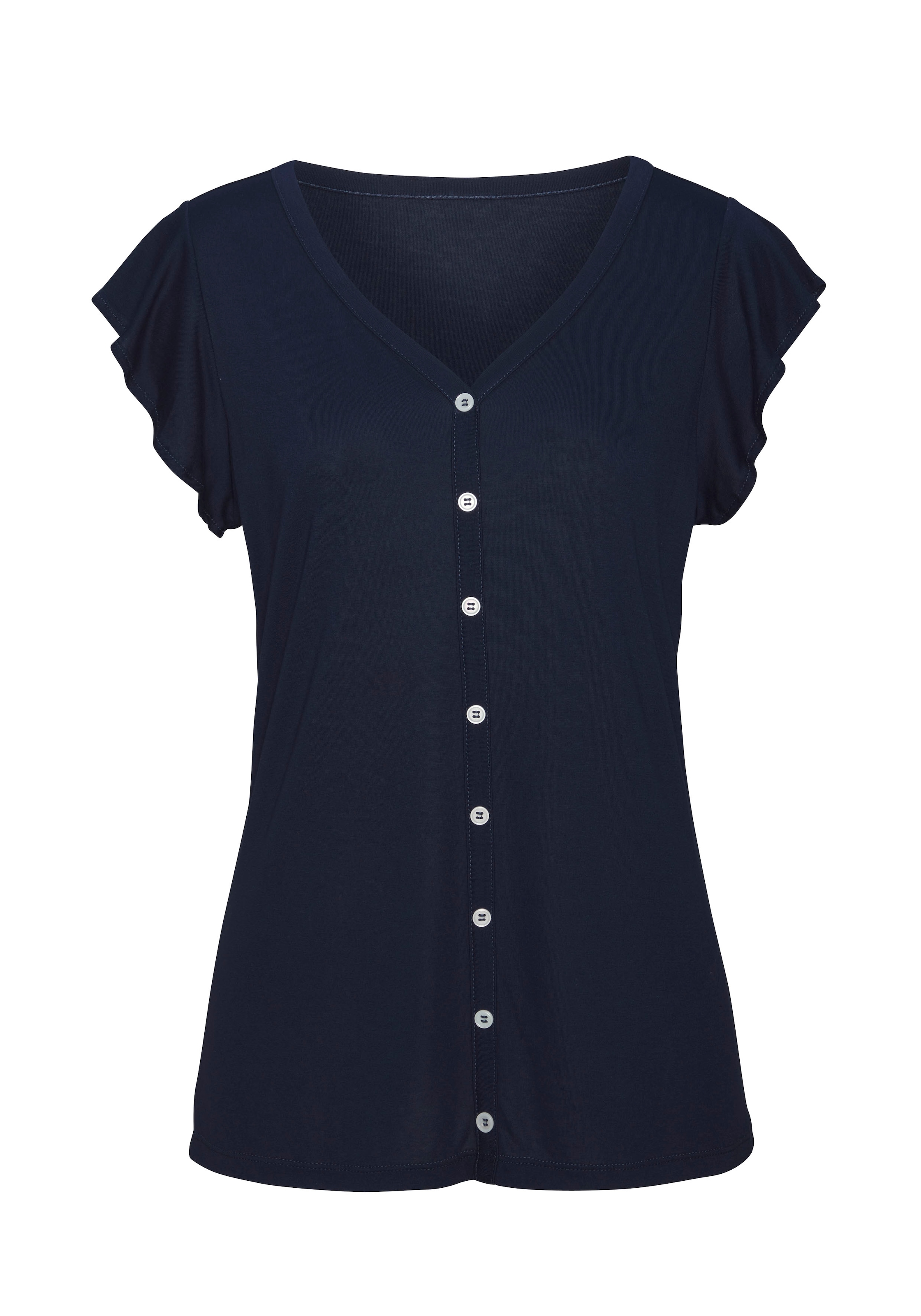 Vivance Blusenshirt »mit Zierknopfleiste«, (2er-Pack), aus weicher Viskose-Qualität