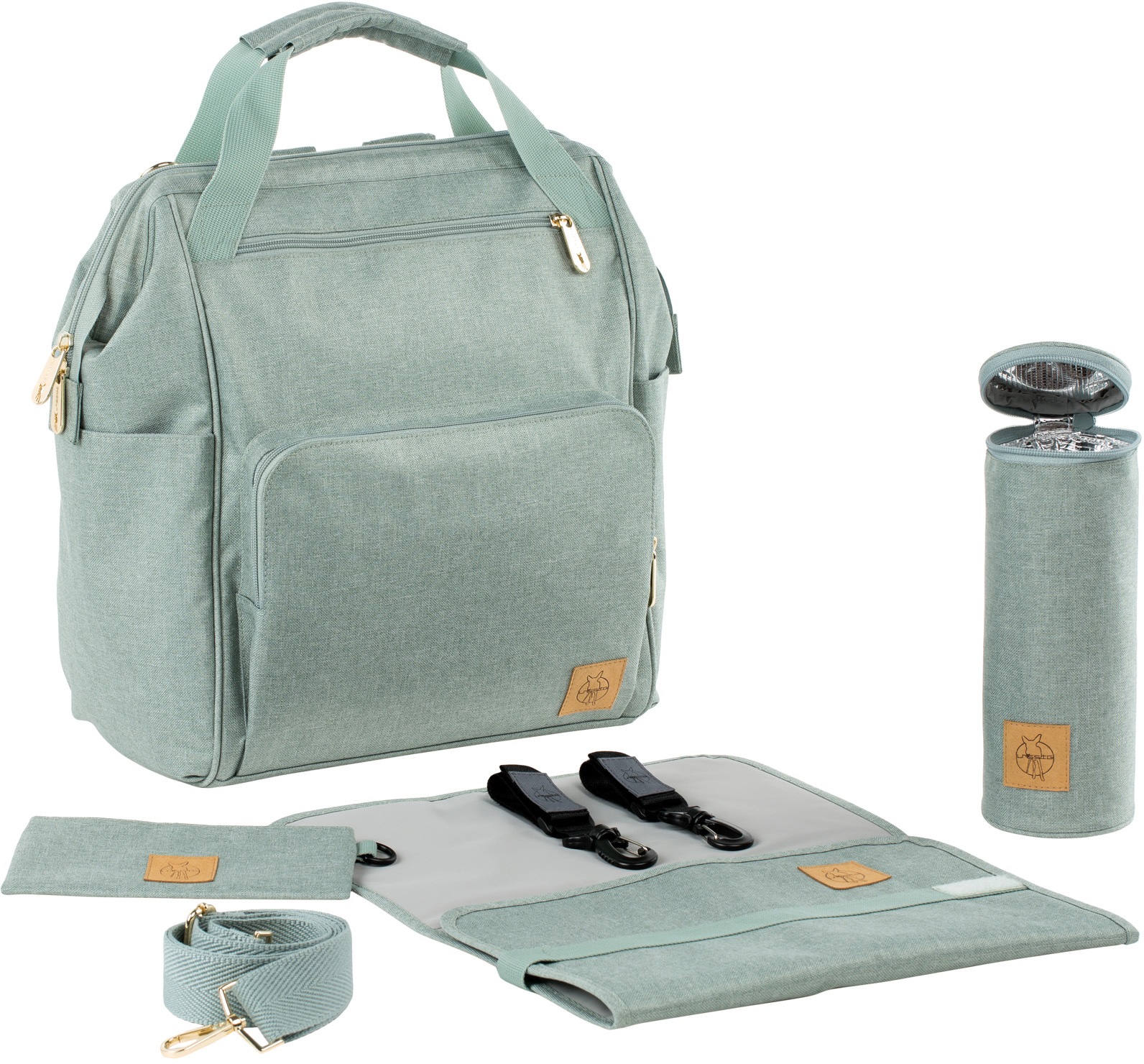 LÄSSIG Wickelrucksack »Glam, Goldie, Backpack mint«, PETA-approved vegan