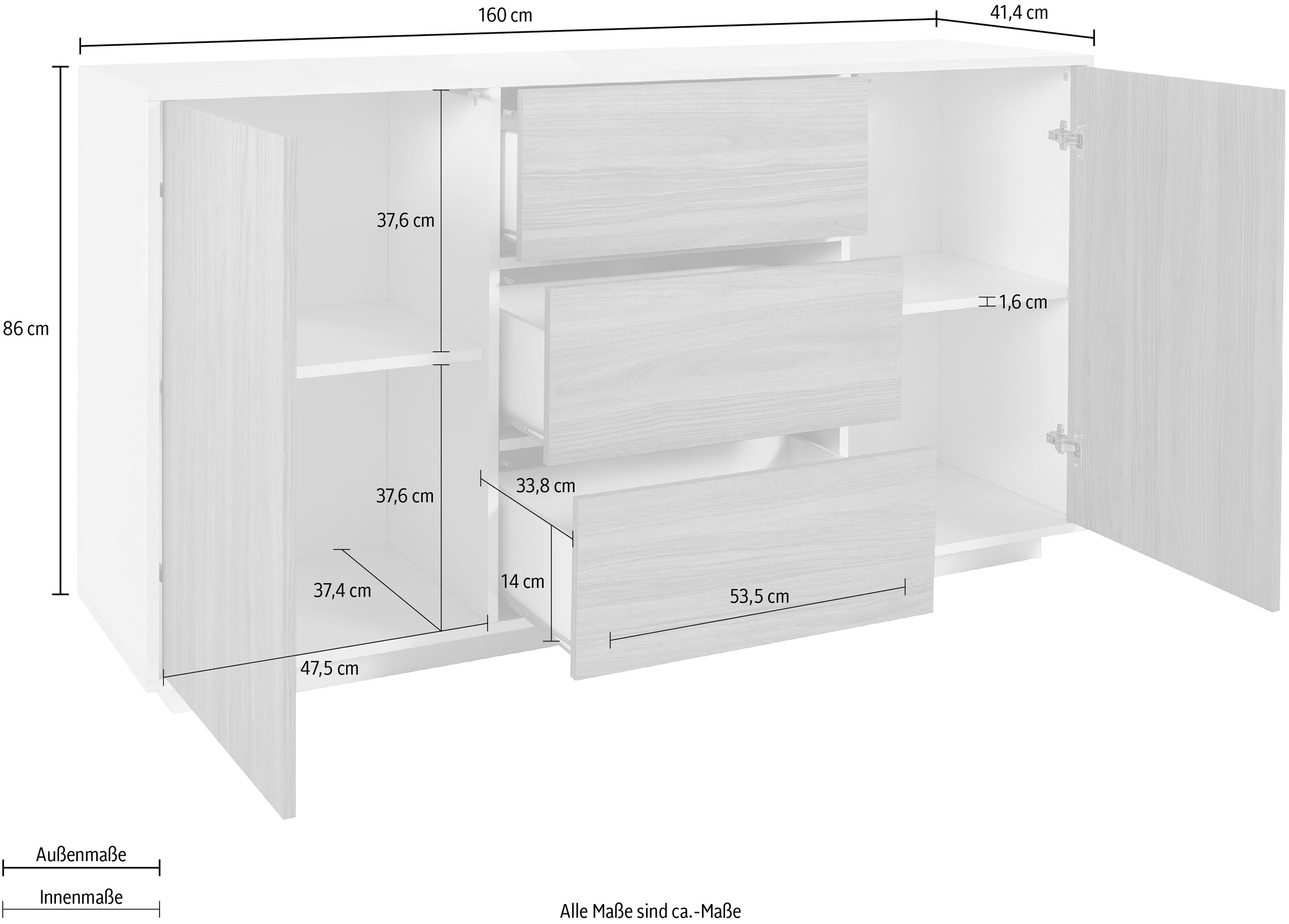 INOSIGN Sideboard »bloom«, Breite ca. 160 cm