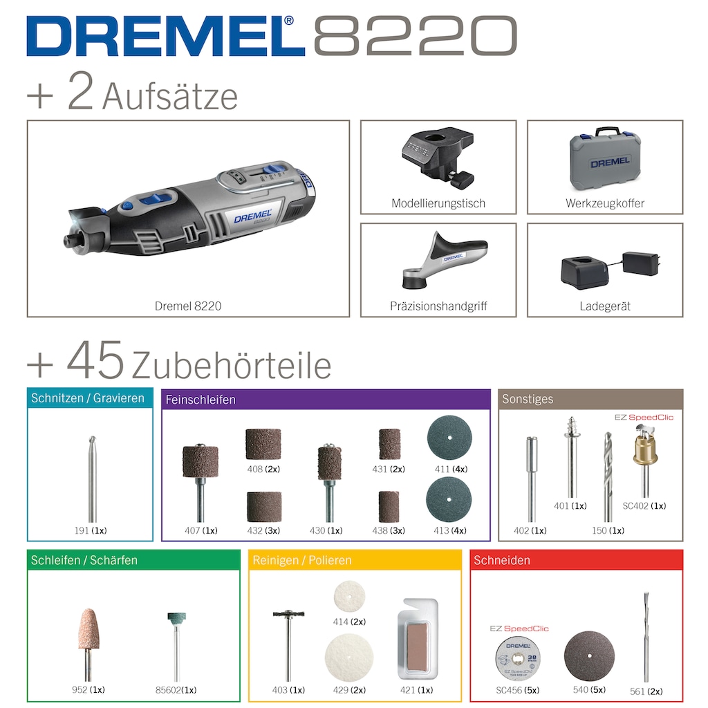 DREMEL Akku-Multifunktionswerkzeug »DREMEL® 8220-2/45«