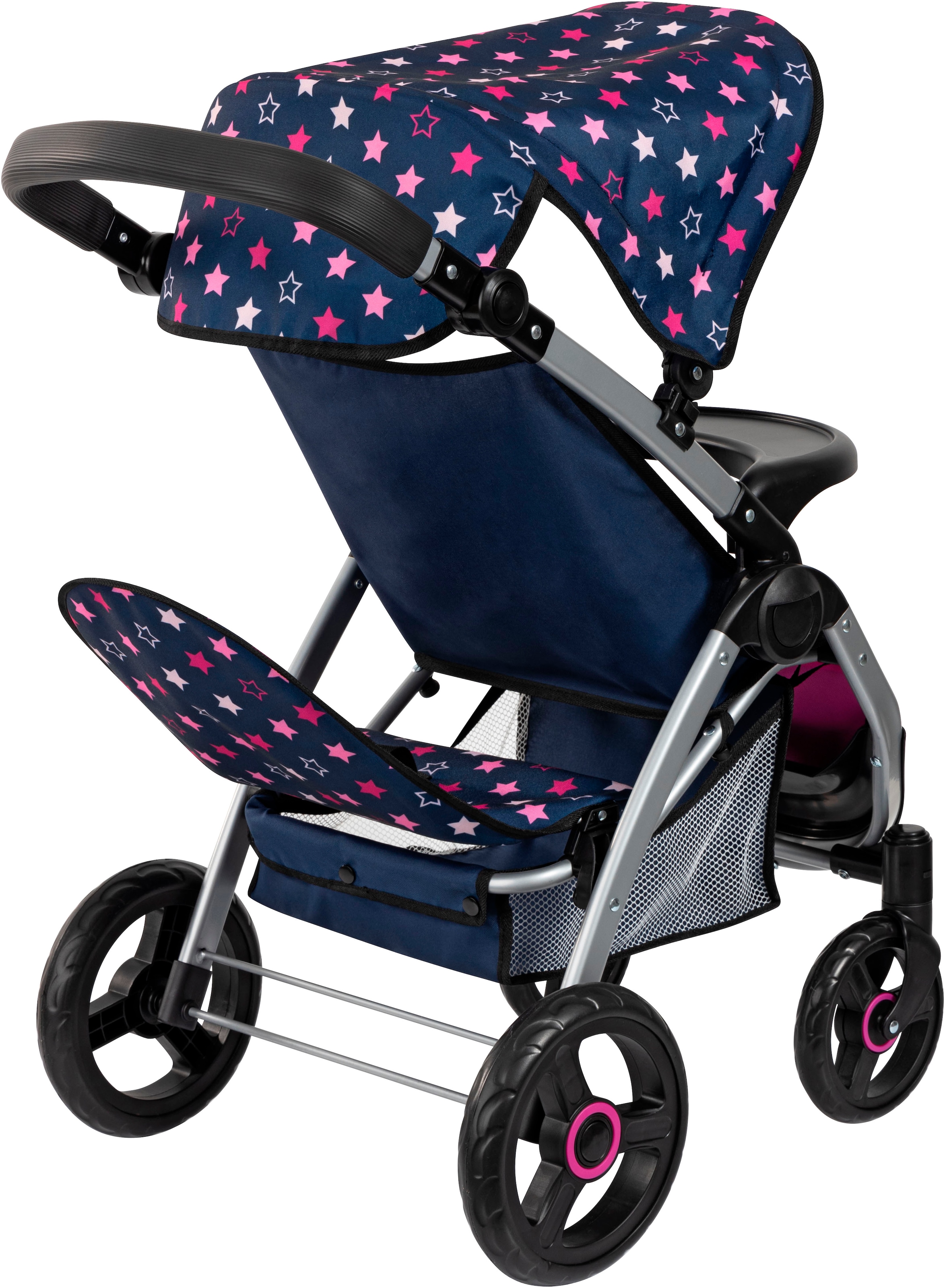 Bayer Puppen-Zwillingsbuggy »Twin Star, blau/pink«, mit Wickeltasche